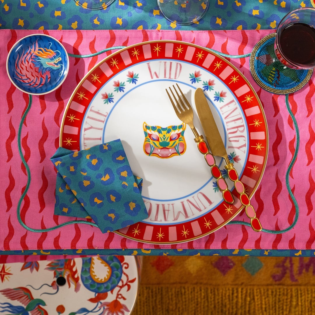 Lublın Porselen Pizza Tabağı 33x33x1.5 Cm Turuncu - Pembe