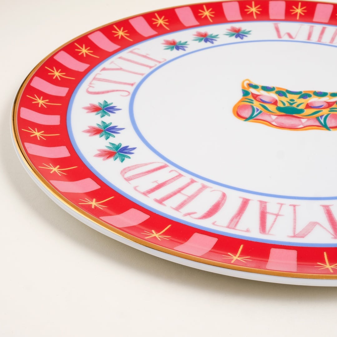 Lublın Porselen Pizza Tabağı 33x33x1.5 Cm Turuncu - Pembe