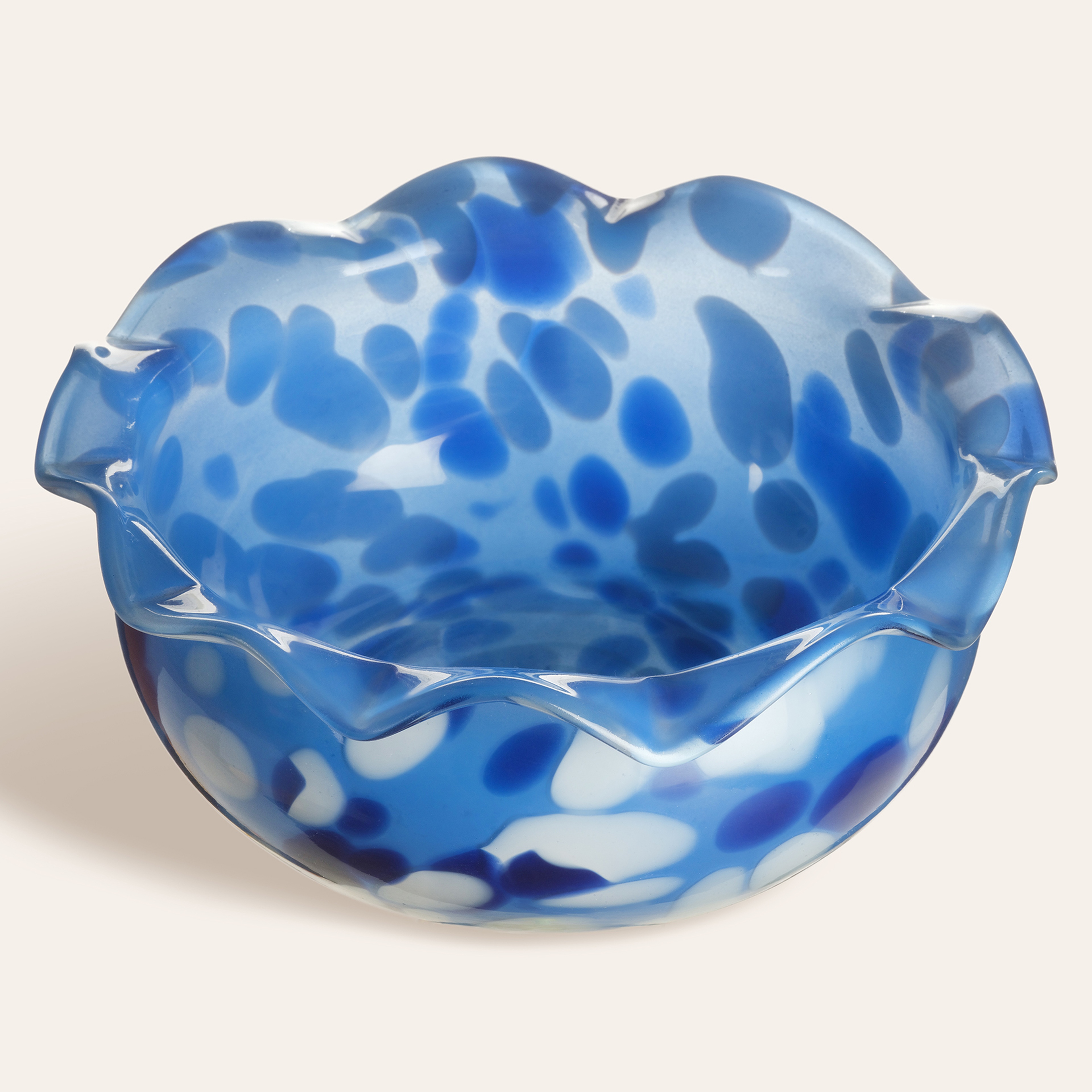 Aravalı Cam Dekoratif Kase 8x8x18 Cm Mavi - Beyaz