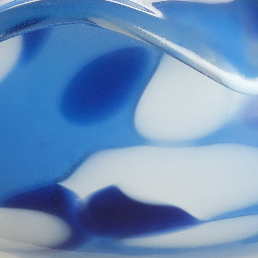 Aravalı Cam Dekoratif Kase 8x8x18 Cm Mavi - Beyaz