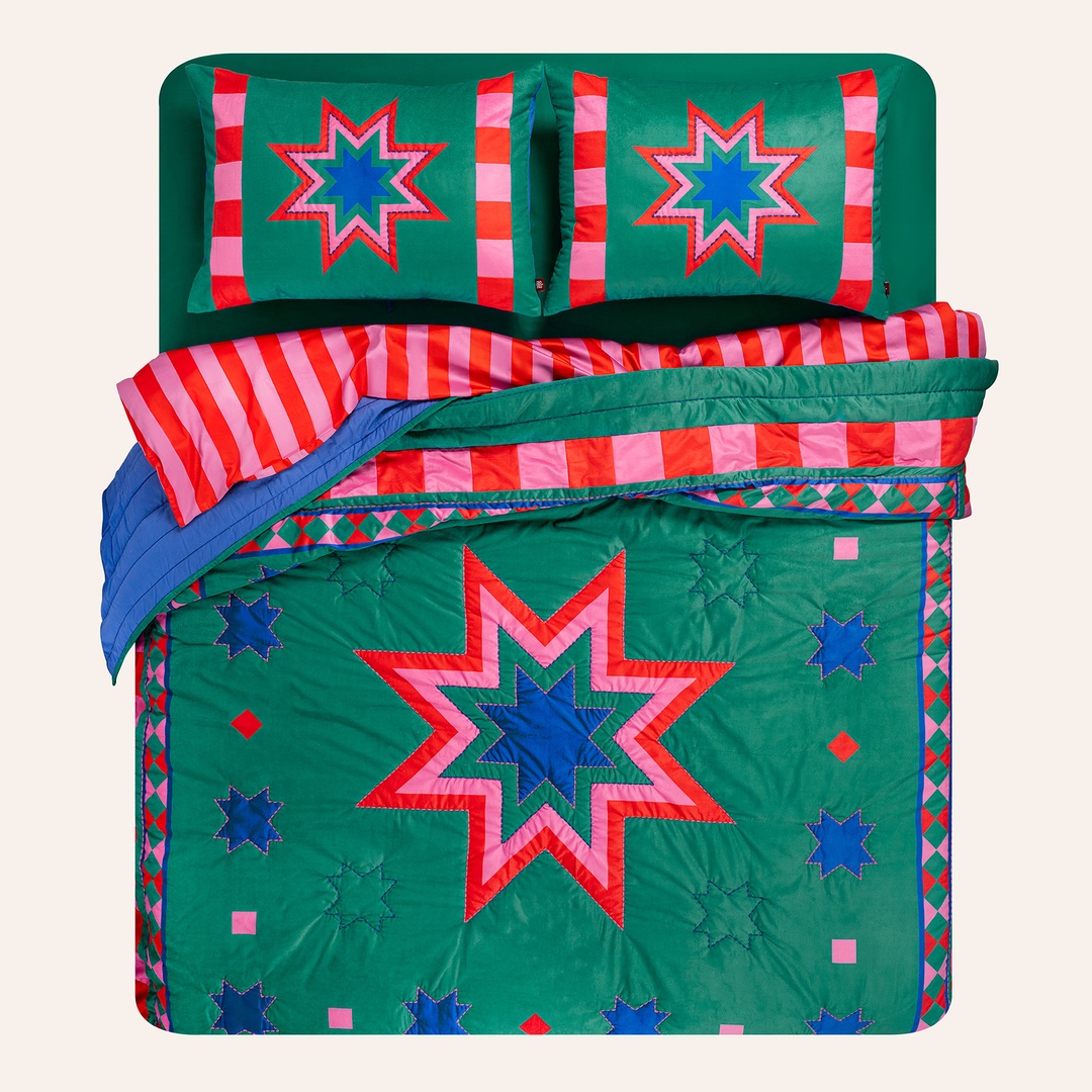 Hansı Yeşil Kıng Sıze Yatak Örtüsü Seti