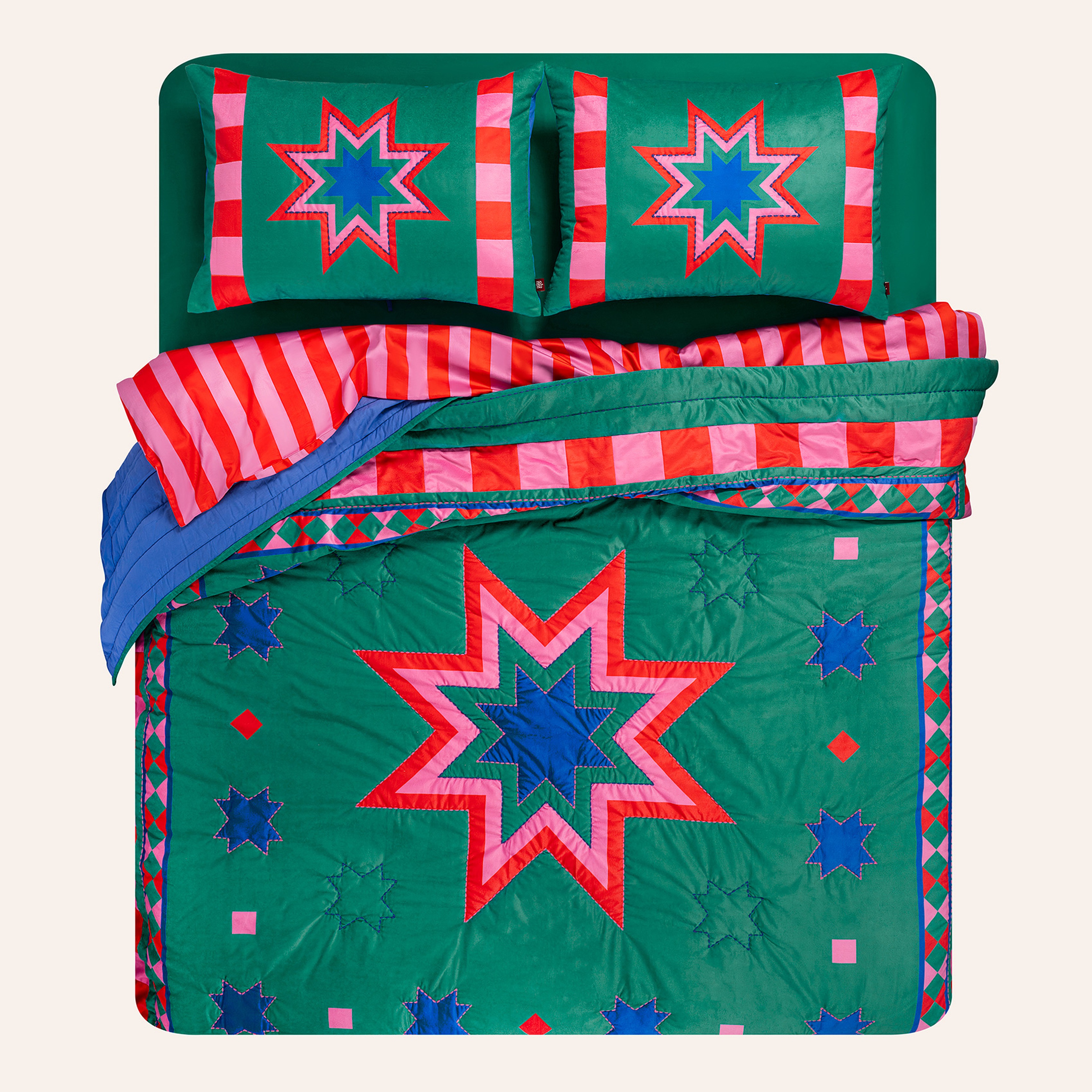 Hansı Kapitoneli Kıng Sıze Yatak Örtüsü Seti 260x280 Cm Yeşil