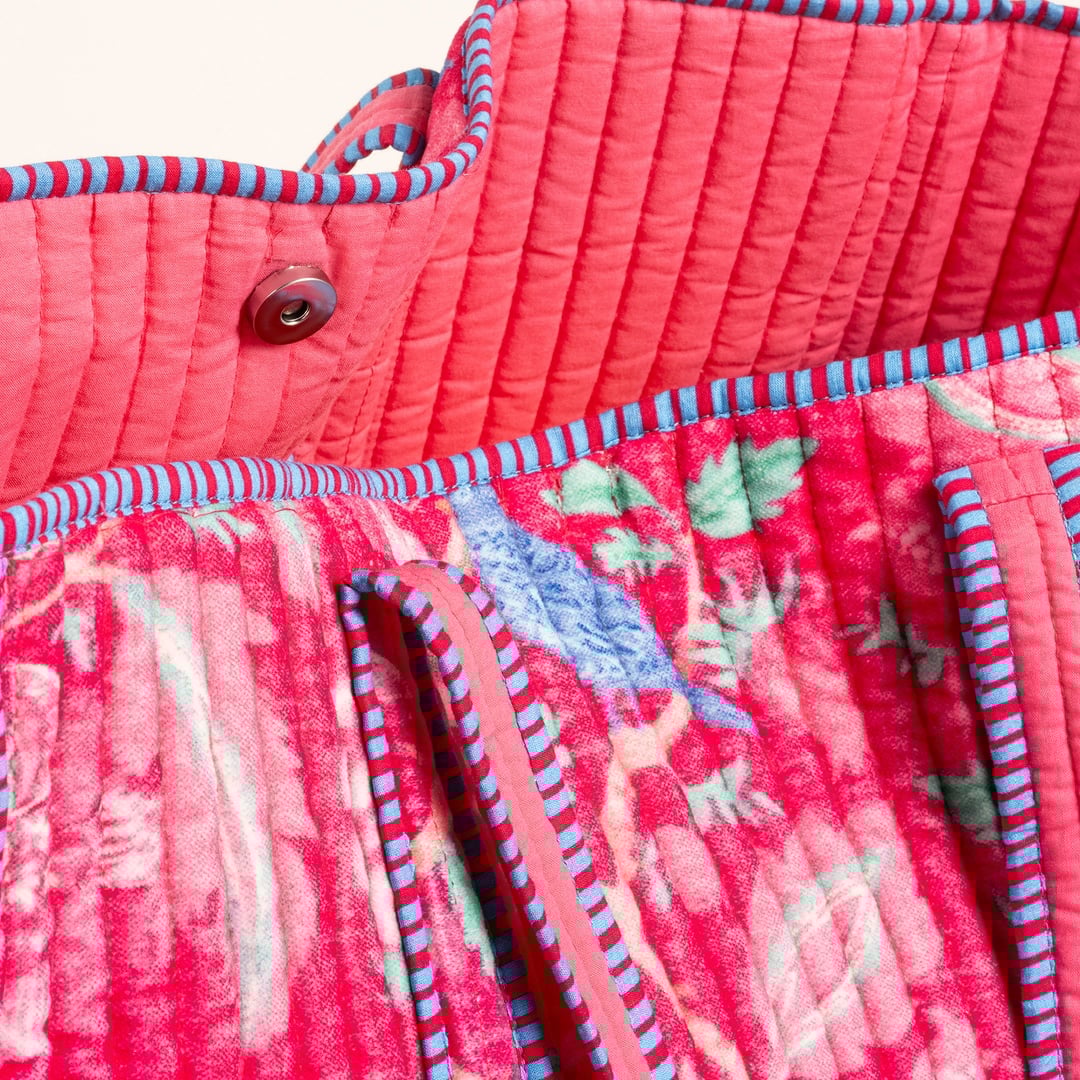 Rajpath Baskılı Pamuk Çanta - Kırmızı