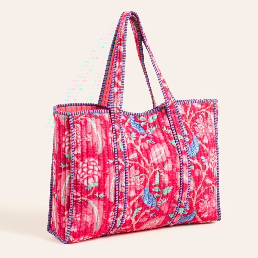 Rajpath Baskılı Pamuk Çanta - Kırmızı