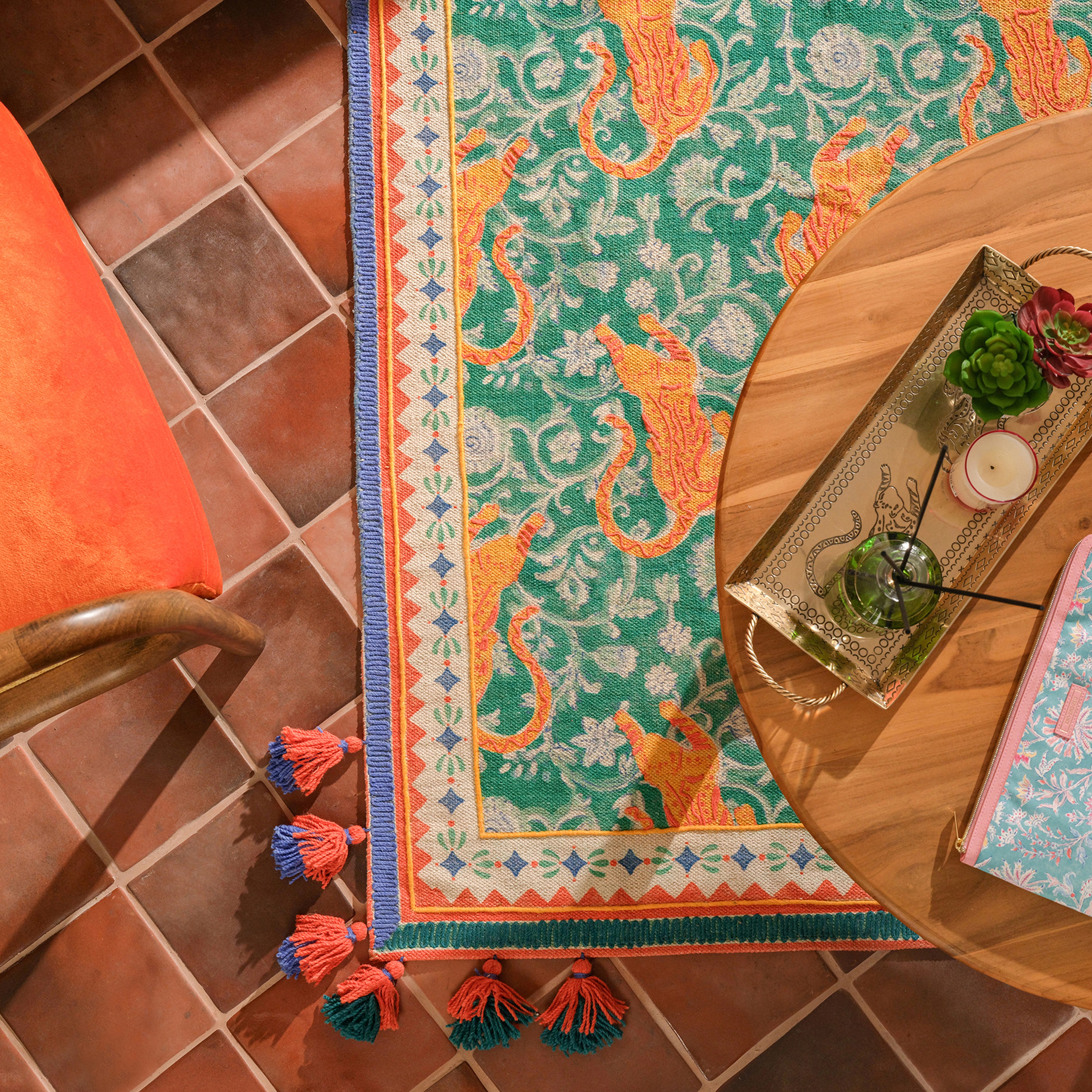 Rajna Pamuk Kilim 80x150 Cm Yeşil