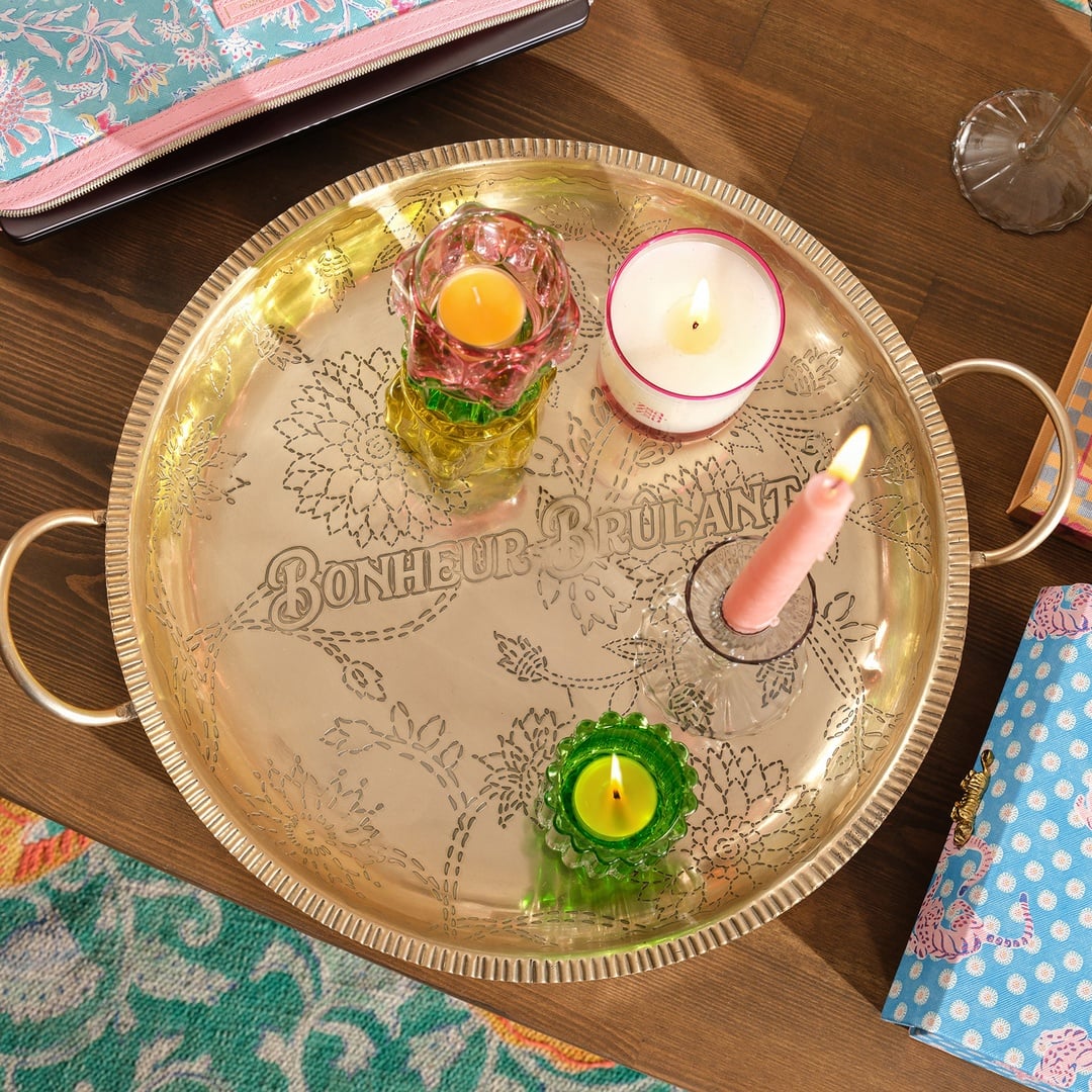 Nanpur Metal Dekoratif Tepsi 49x41x8 Cm Altın