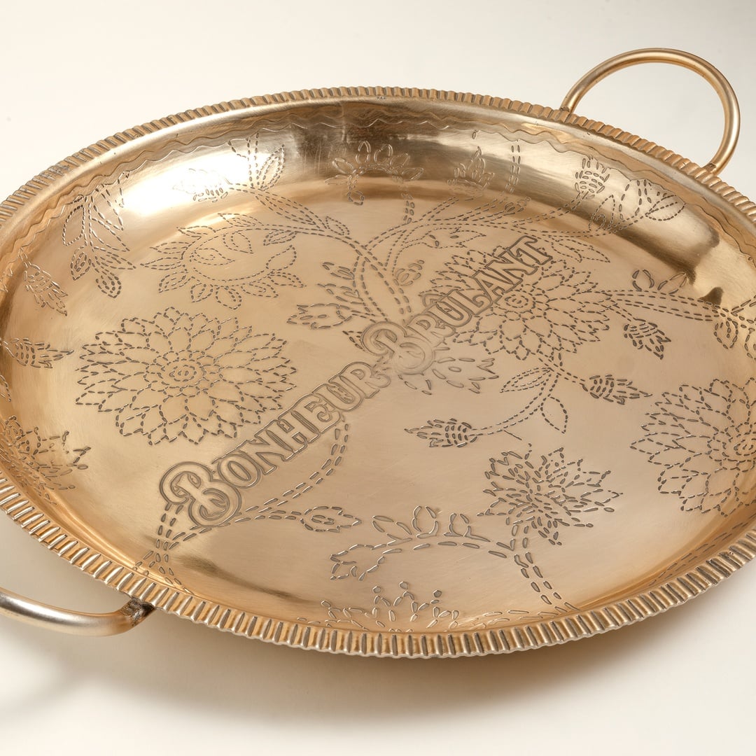 Nanpur Metal Dekoratif Tepsi 49x41x8 Cm Altın