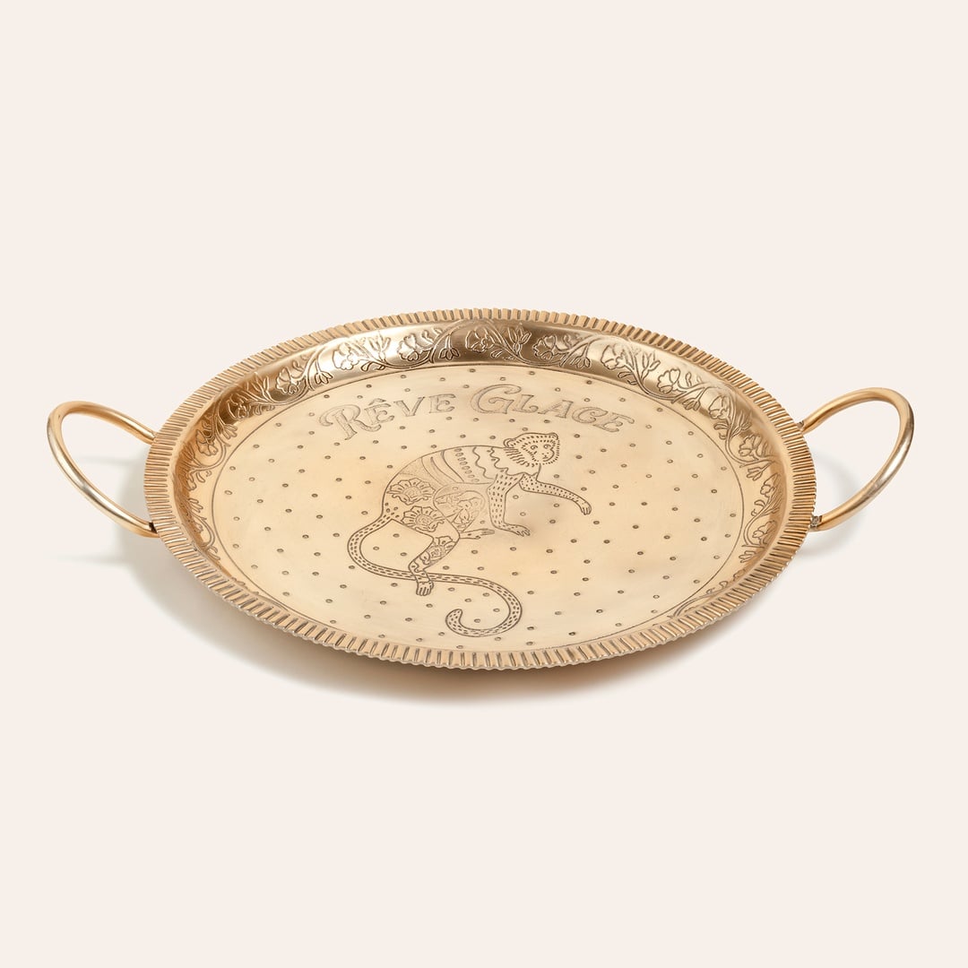 Nanpur Metal Dekoratif Tepsi 43x36x7 Cm Altın