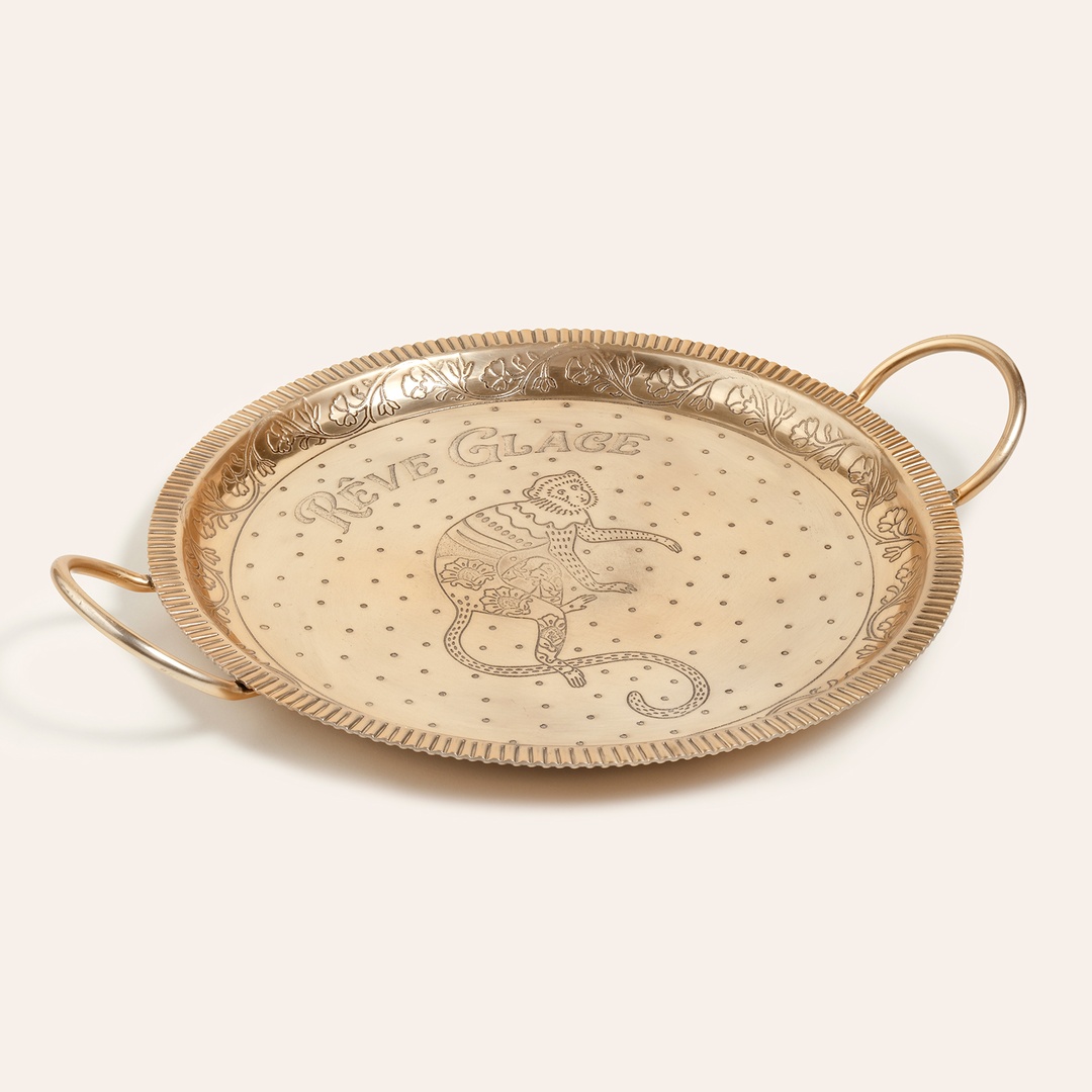 Nanpur Metal Dekoratif Tepsi 43x36x7 Cm Altın