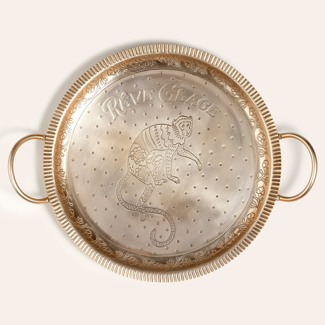 Nanpur Metal Dekoratif Tepsi 43x36x7 Cm Altın