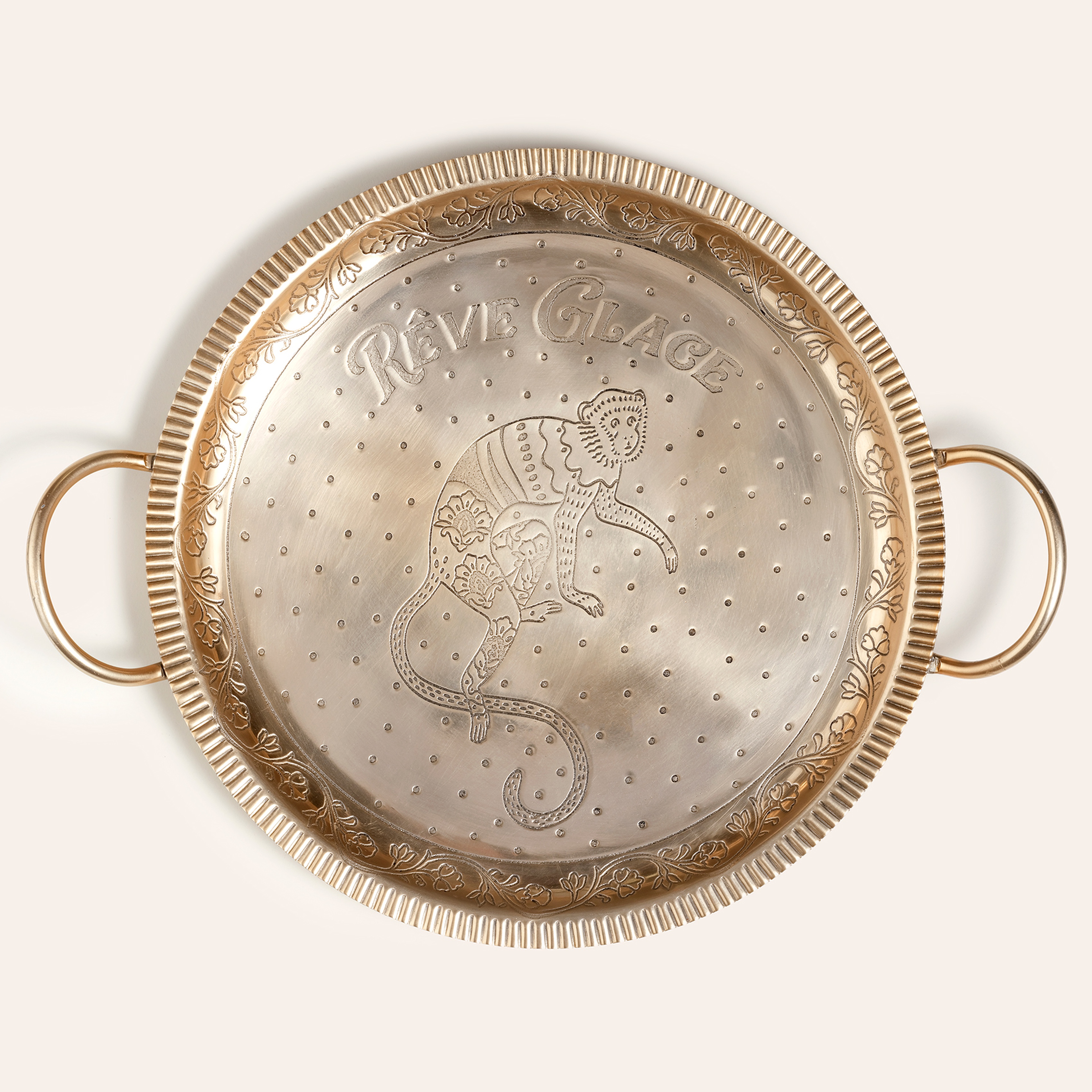 Nanpur Metal Dekoratif Tepsi 43x36x7 Cm Altın