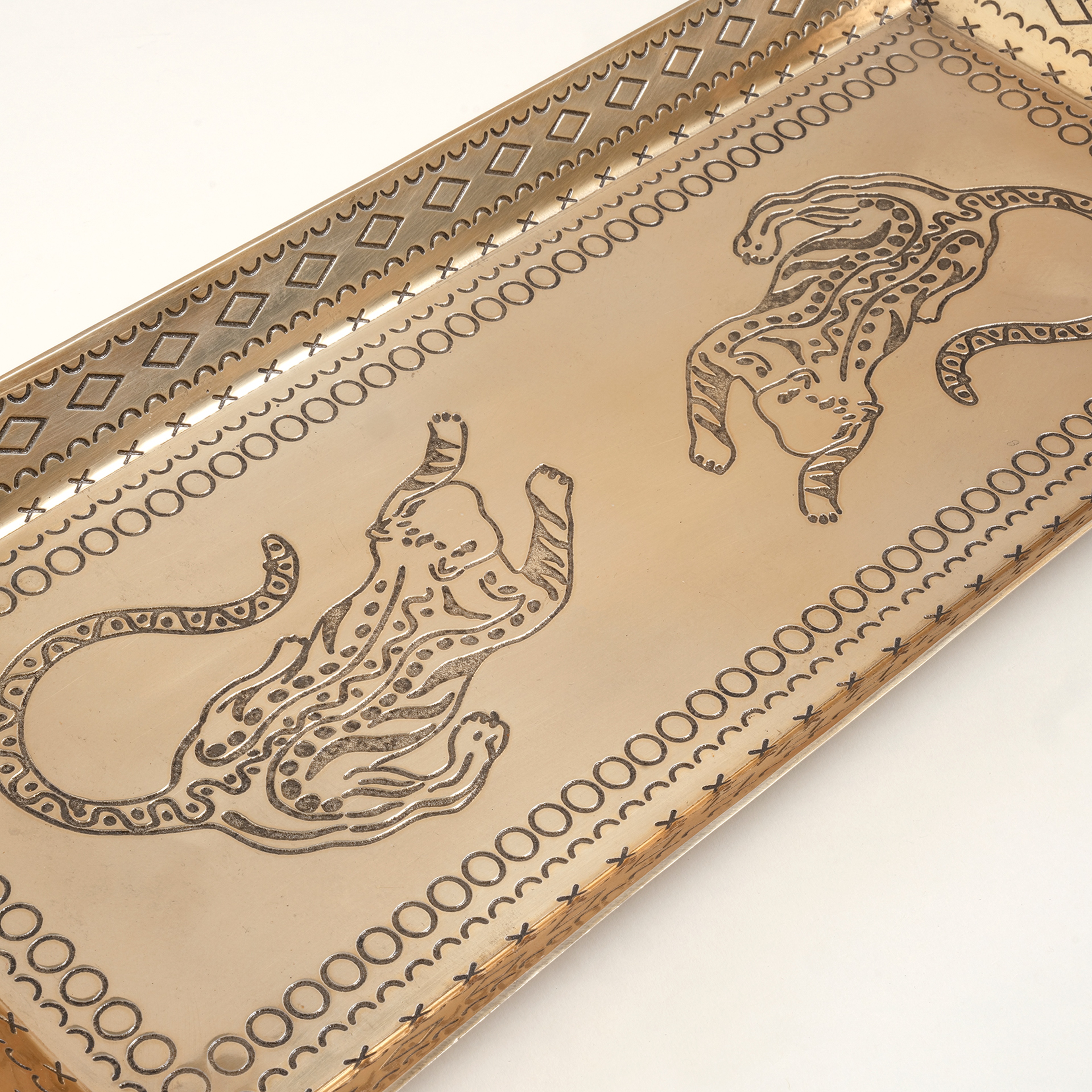 Nanpur Metal Dekoratif Tepsi 41x18x6 Cm Altın