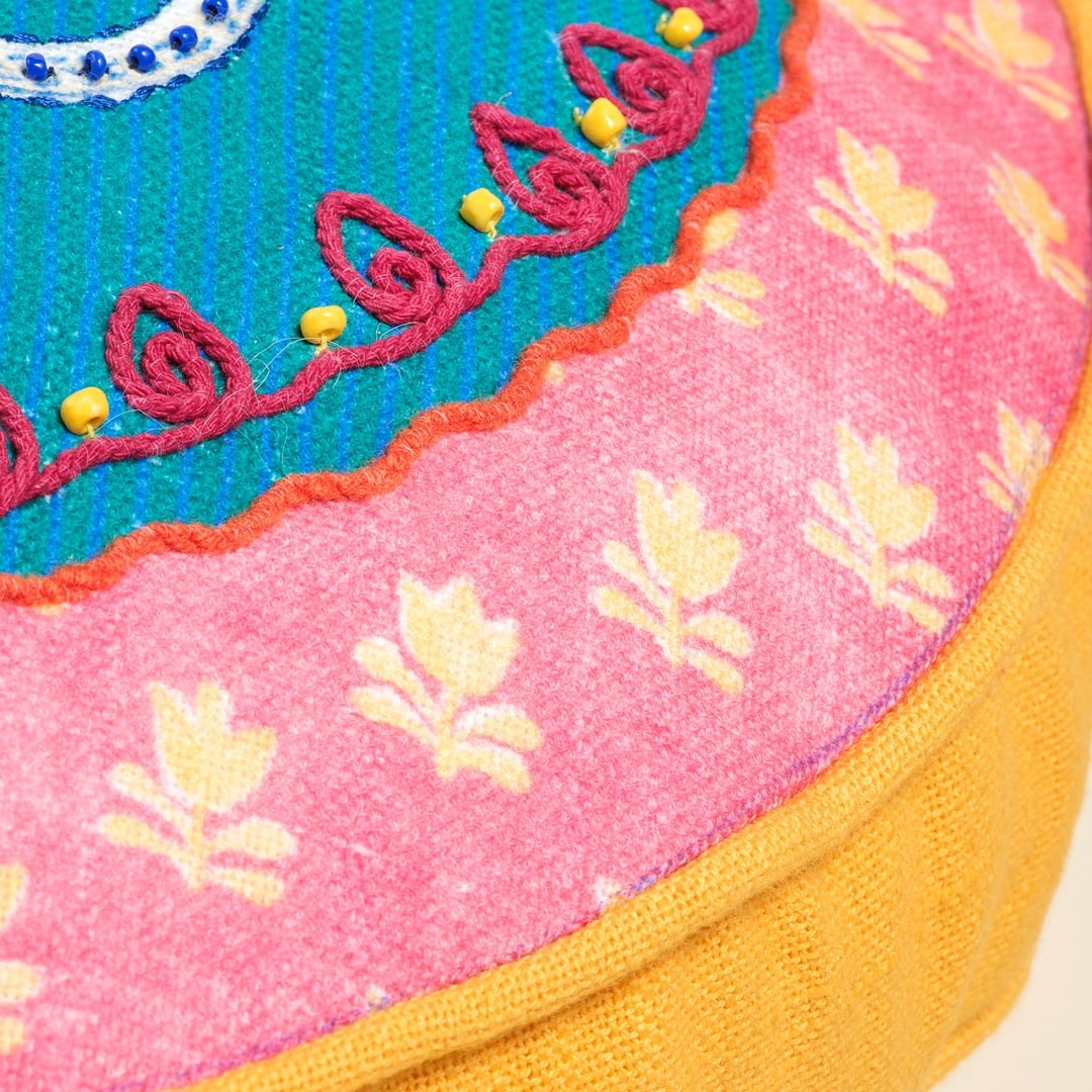 Ghunı Nakışlı Pamuk Dolgulu Kırlent 40 Cm Mavi