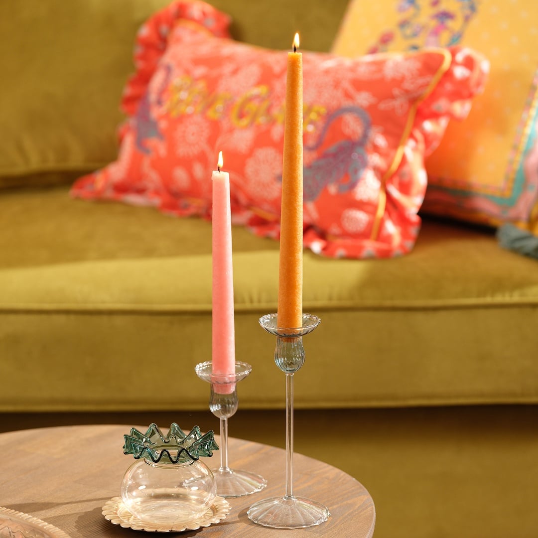 Henan Borosilikat Cam Şamdan 19 Cm Yeşil