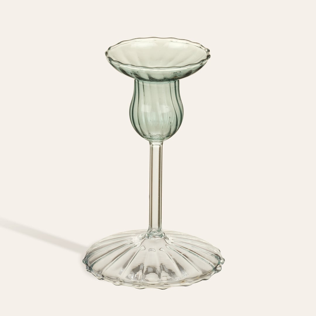 Henan Borosilikat Cam Şamdan 12 Cm Yeşil