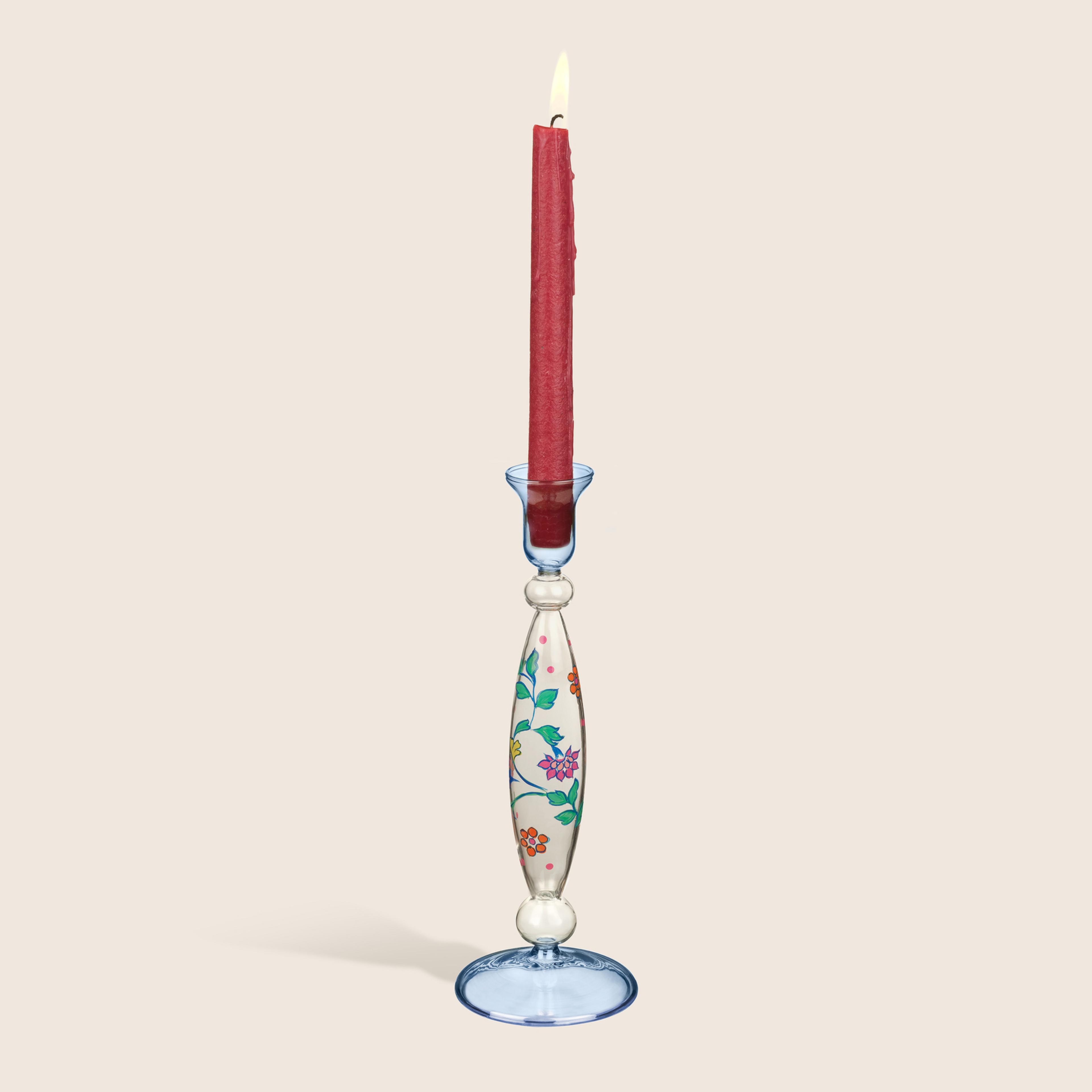 Henan Borosilikat Cam Şamdan 26 Cm Mavi