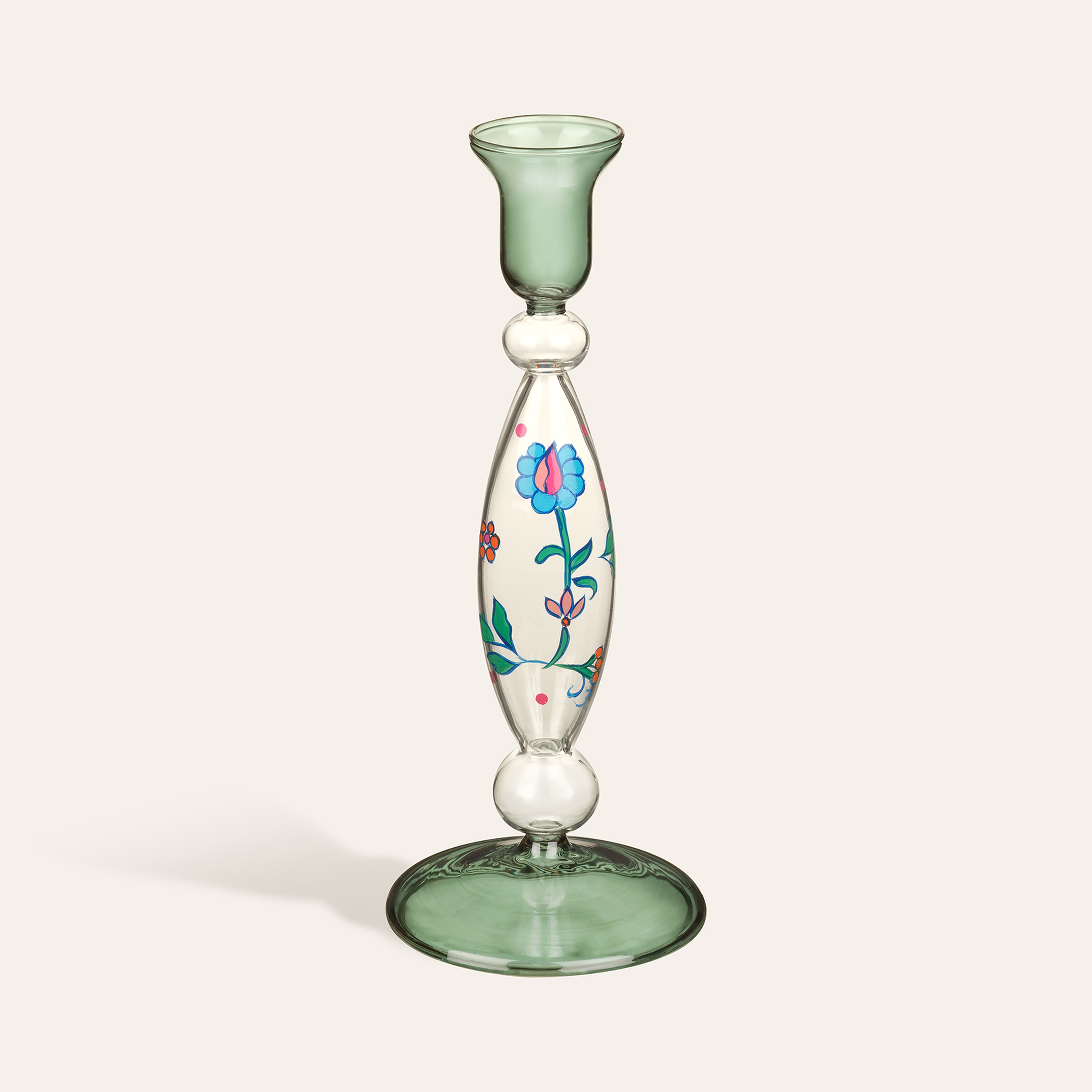 Henan Yeşil Borosilikat Cam Şamdan 22 Cm