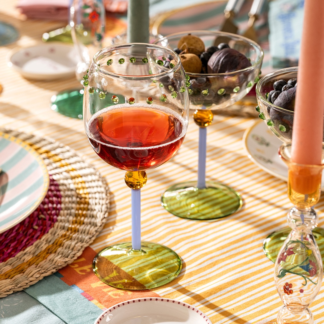 Henan Borosilikat Cam Kadeh 450 Ml Şeffaf - Yeşil