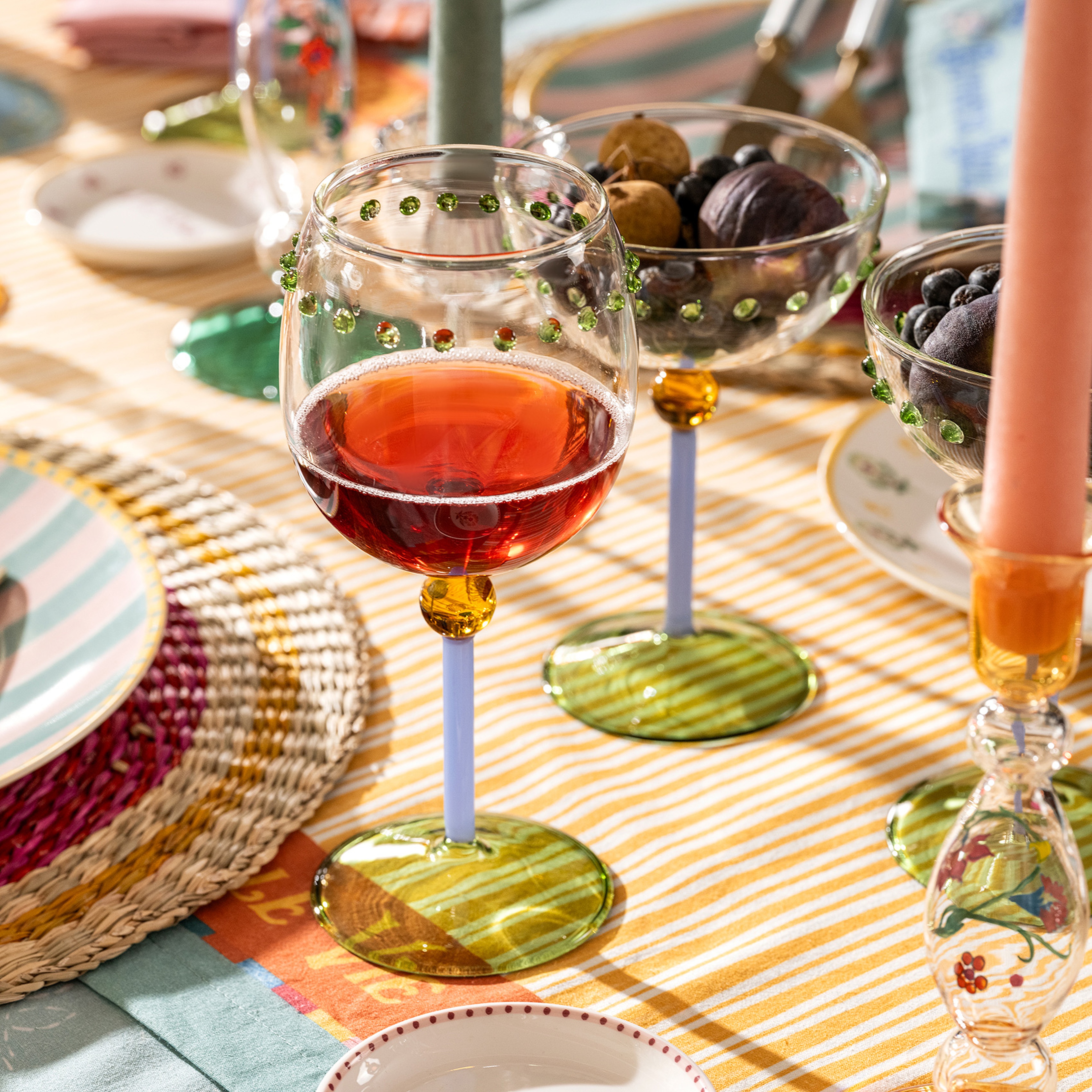 Henan Borosilikat Cam Kadeh 450 Ml Şeffaf - Yeşil