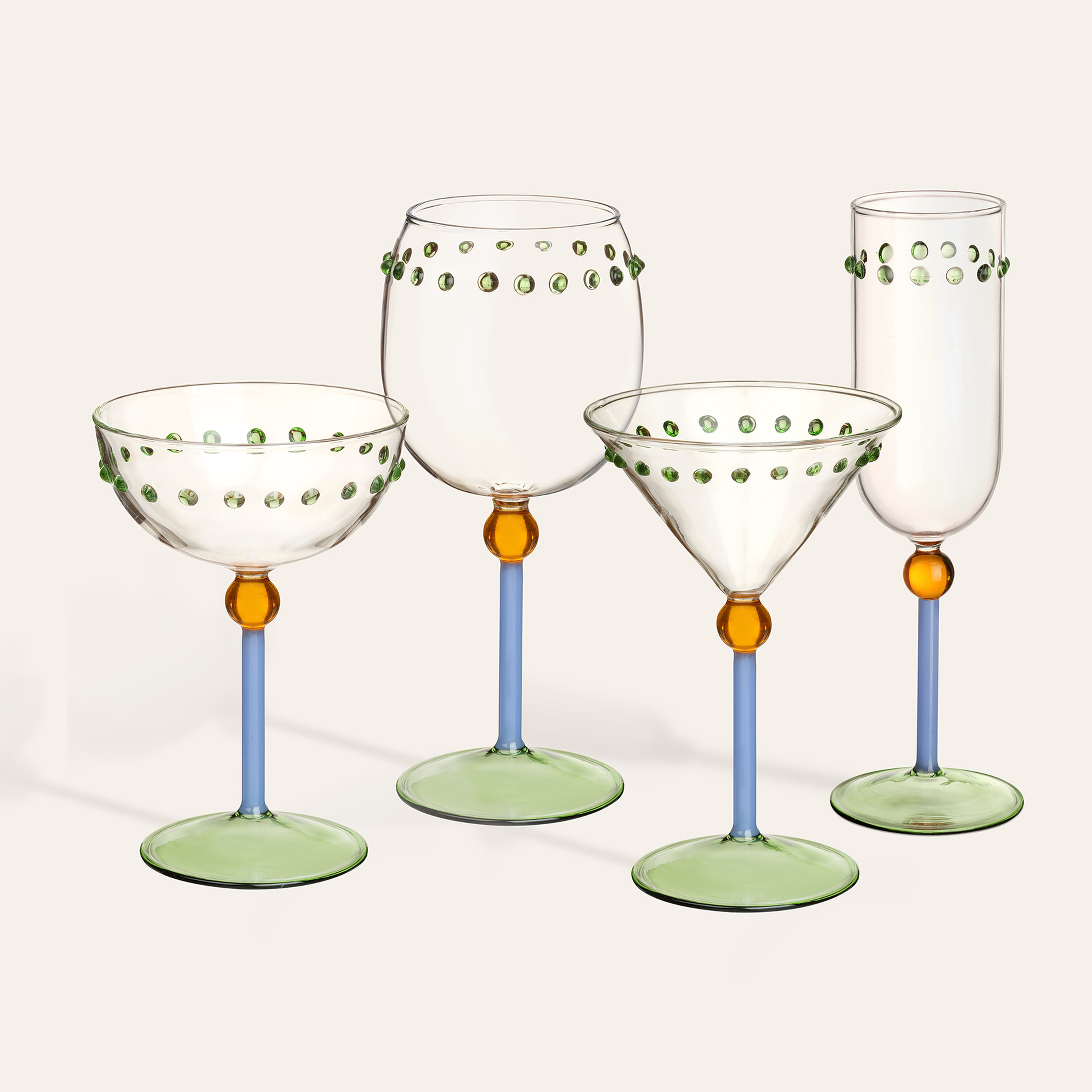 Henan Borosilikat Cam Kadeh 450 Ml Şeffaf - Yeşil