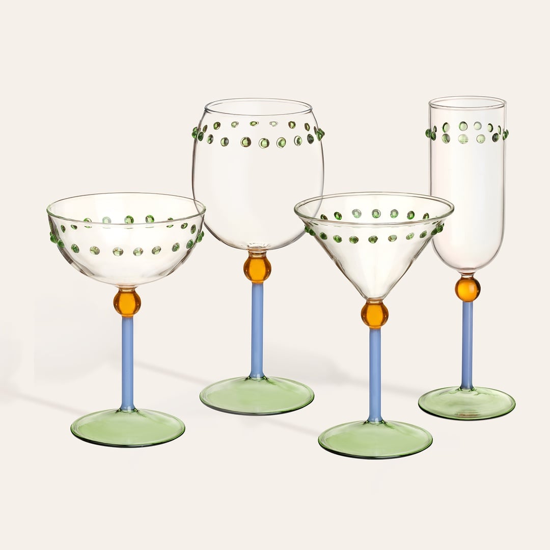 Henan Borosilikat Cam Kadeh 240 Ml Şeffaf - Yeşil