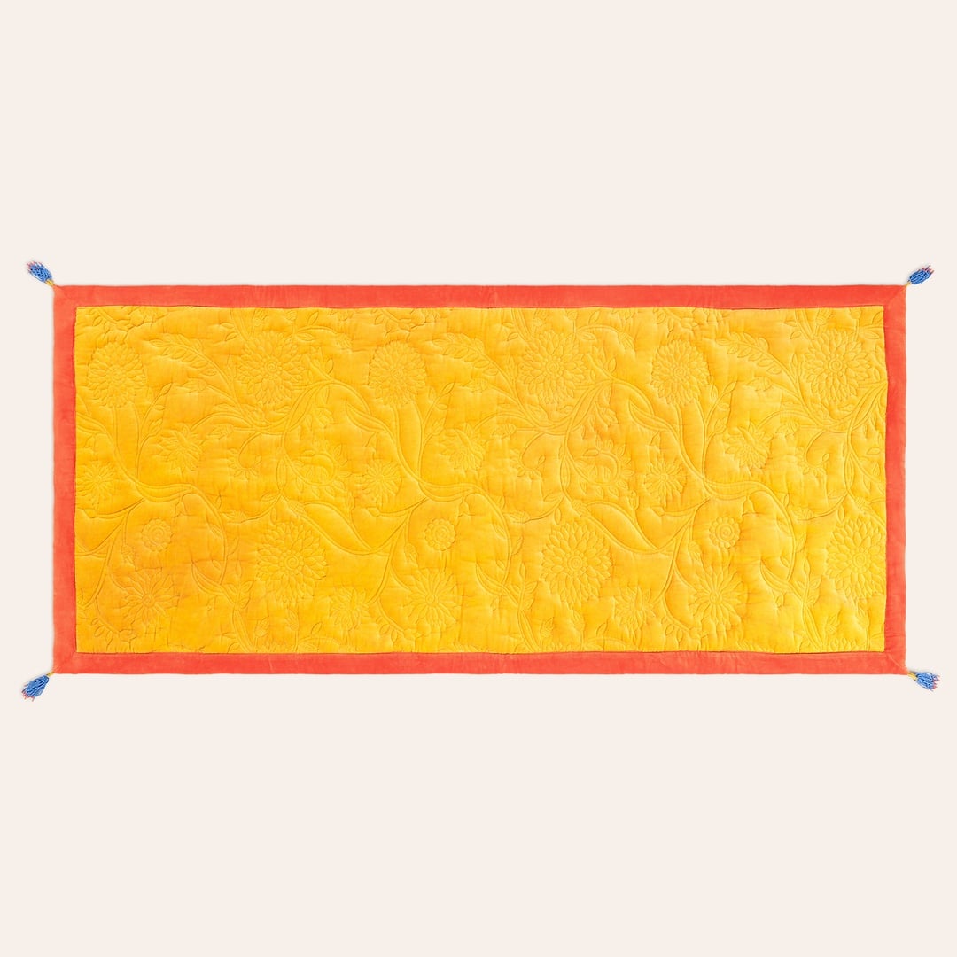 Okhla Pamuk Kadife Koltuk Matı 85x185 Cm Sarı - Turuncu