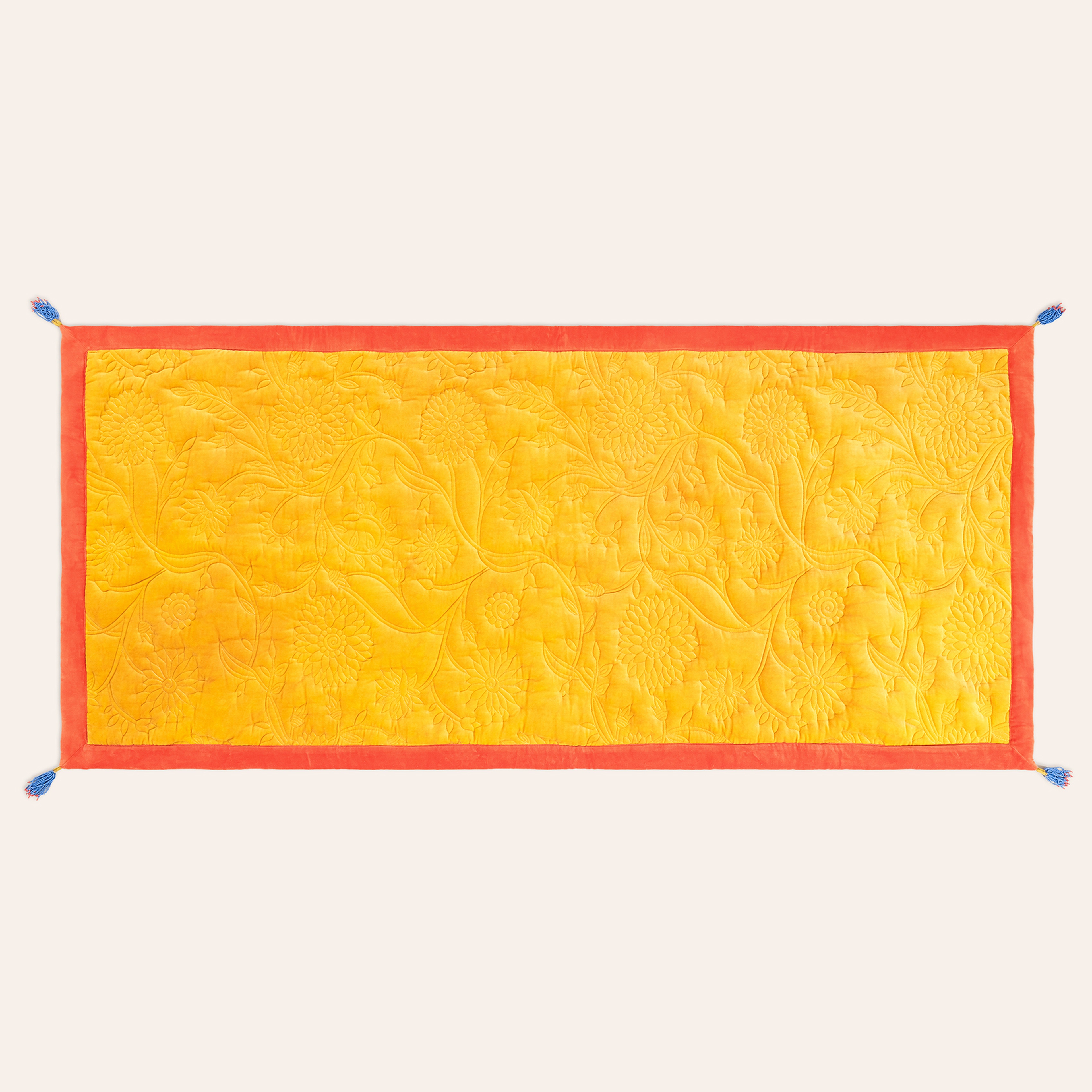 Okhla Pamuk Kadife Koltuk Matı 85x185 Cm Sarı - Turuncu