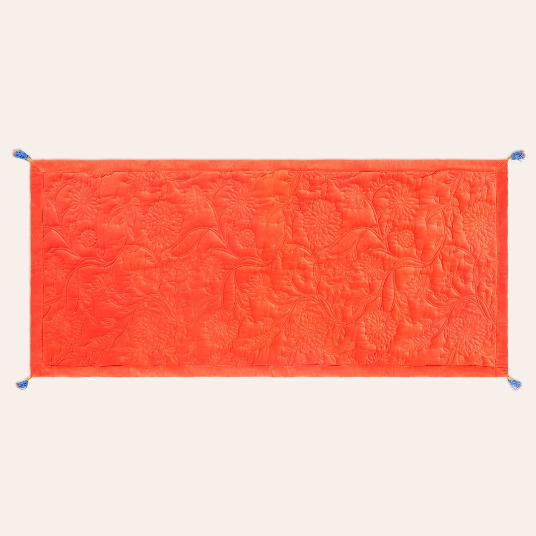 Okhla Pamuk Kadife Koltuk Matı 85x185 Cm Sarı - Turuncu