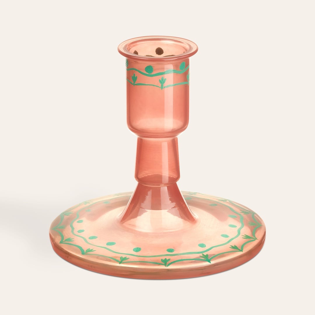 Aravalı El Boyaması Şamdan 8x8x9 Cm Turuncu