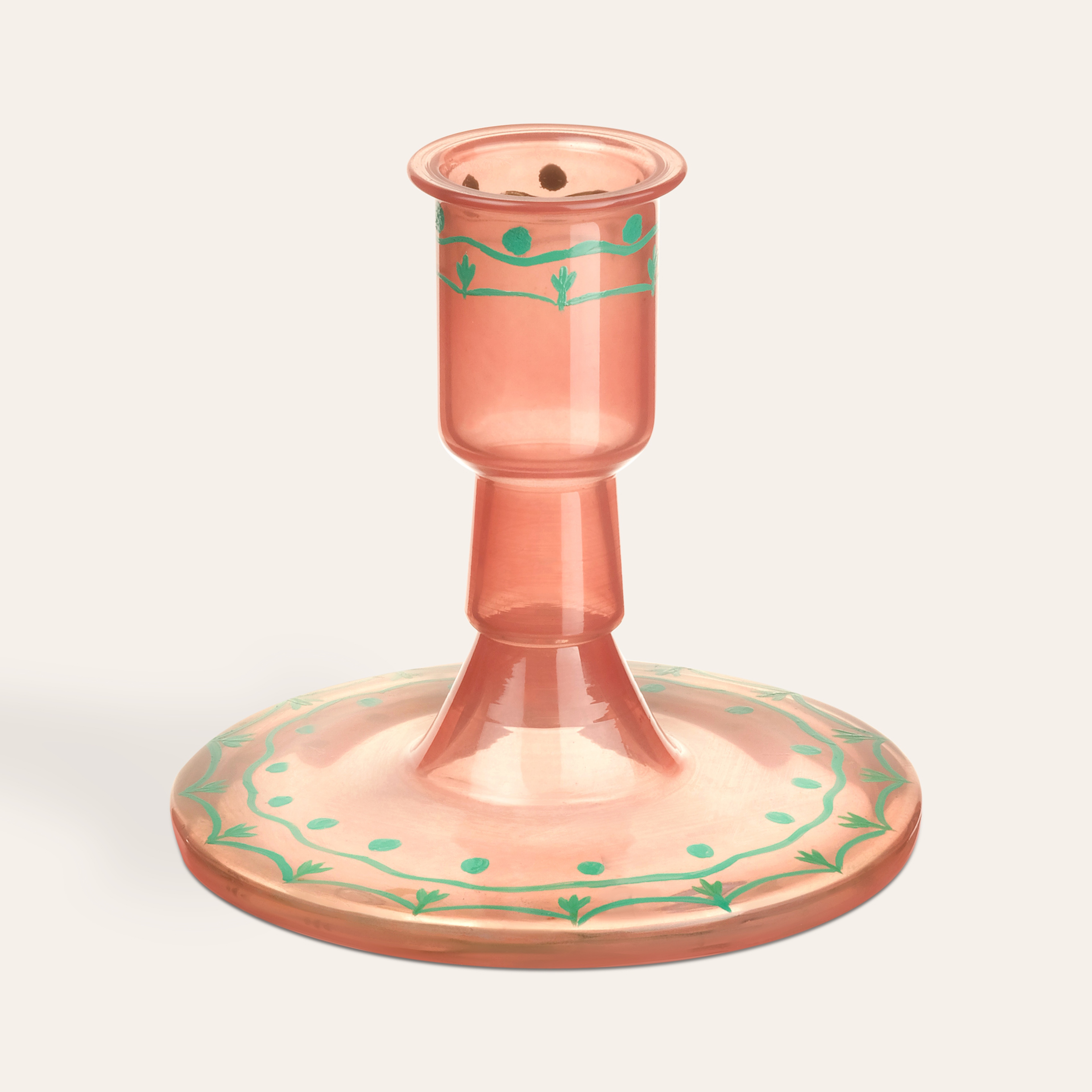 Aravalı El Boyaması Şamdan 8x8x9 Cm Turuncu