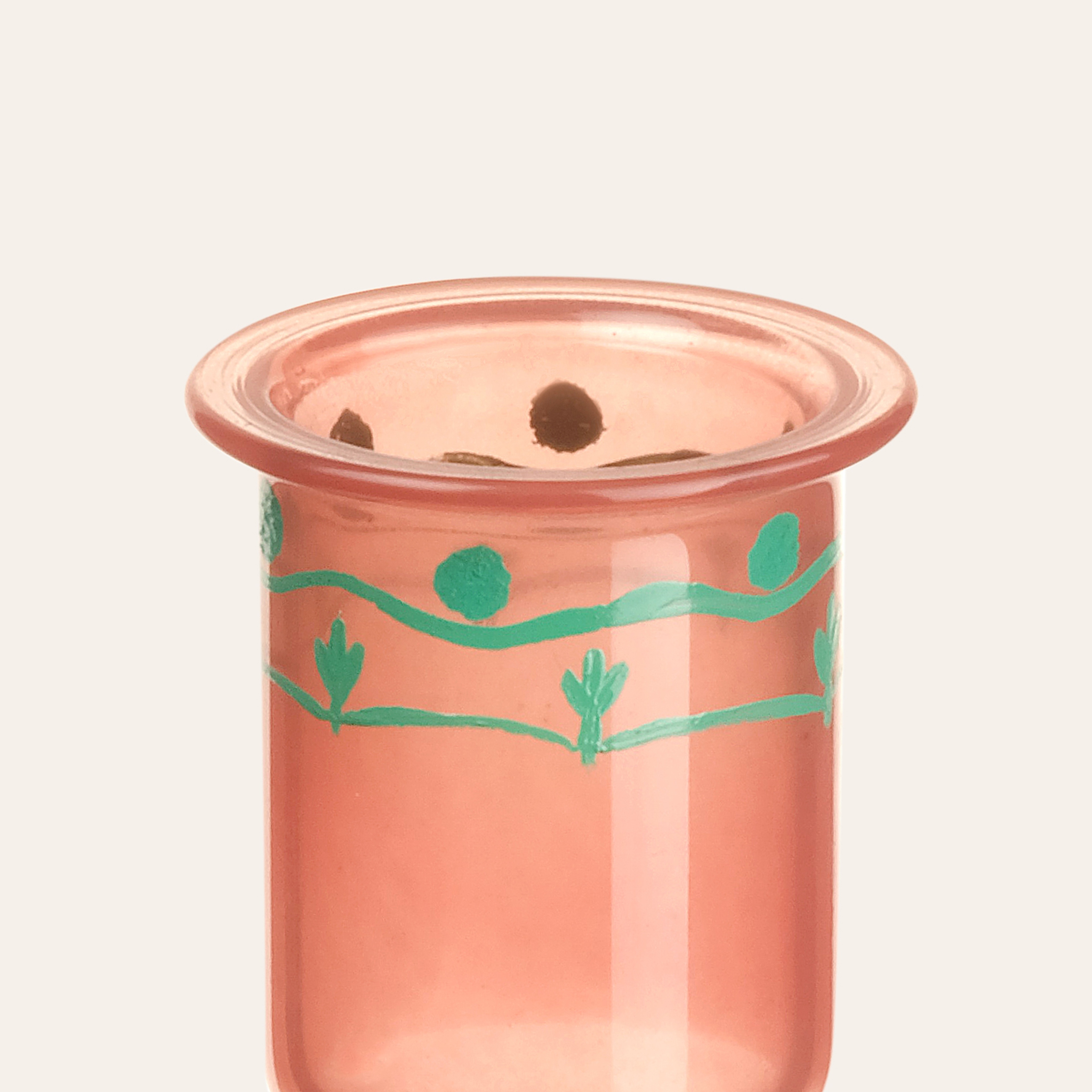 Aravalı El Boyaması Şamdan 8x8x9 Cm Turuncu