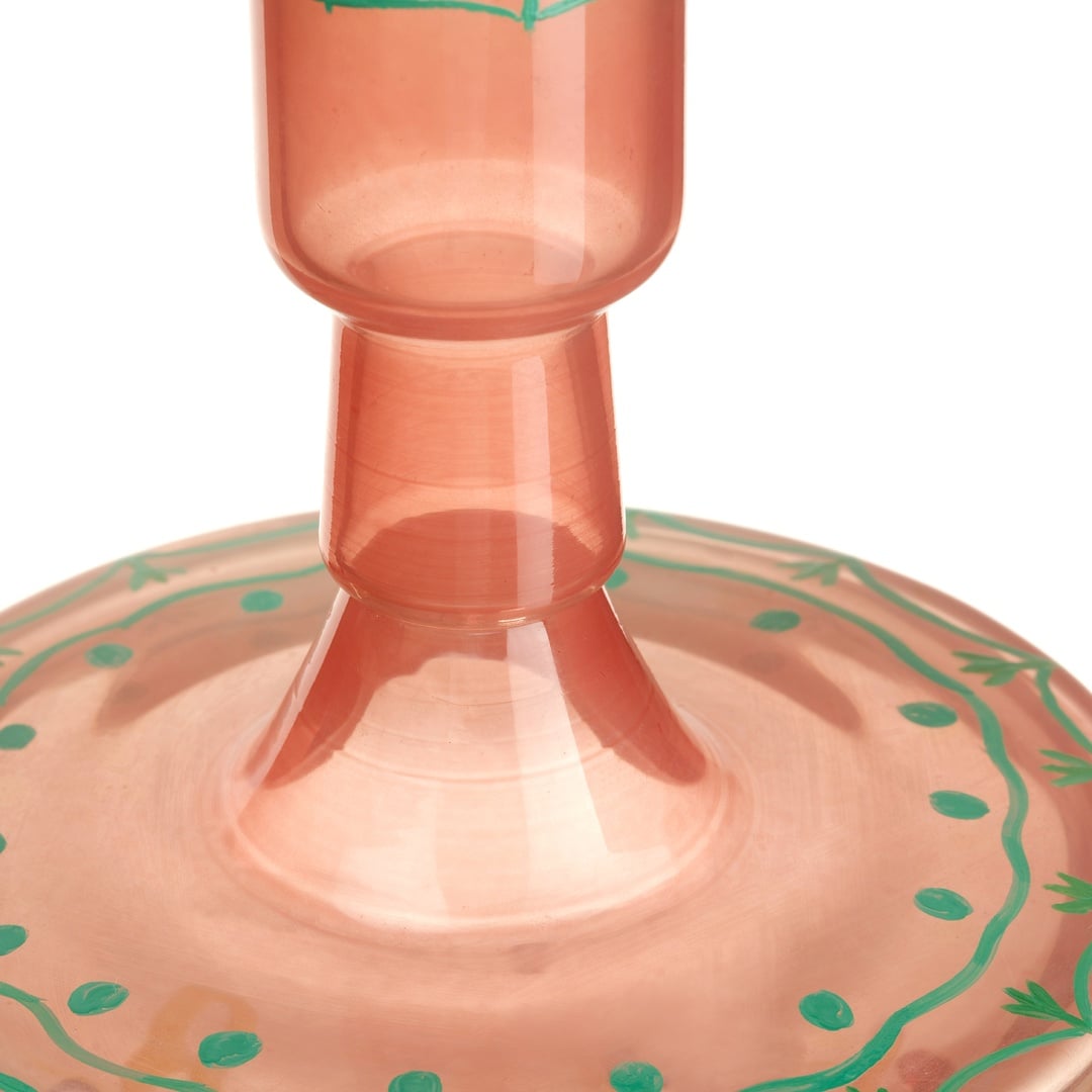 Aravalı El Boyaması Şamdan 8x8x9 Cm Turuncu