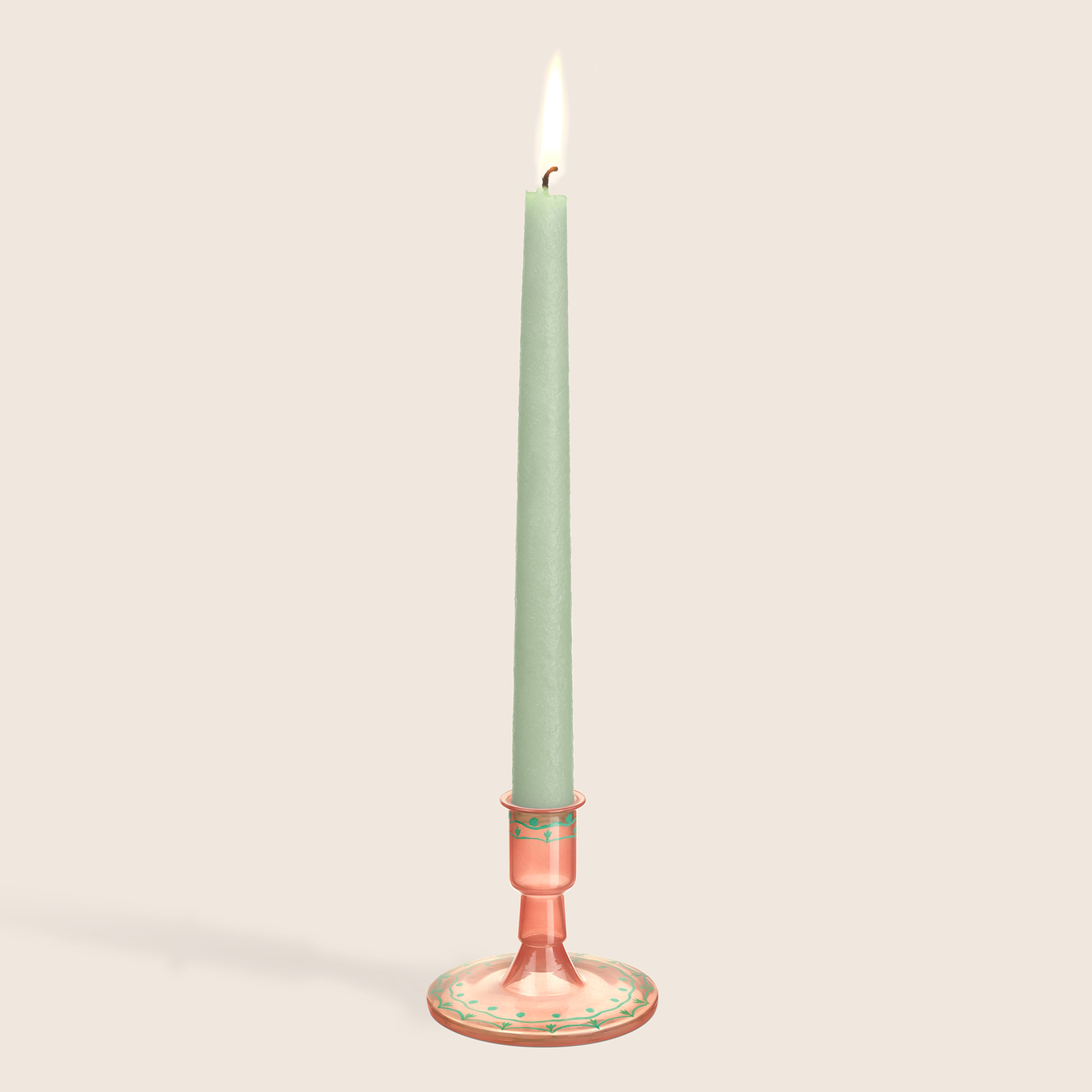 Aravalı El Boyaması Şamdan 8x8x9 Cm Turuncu