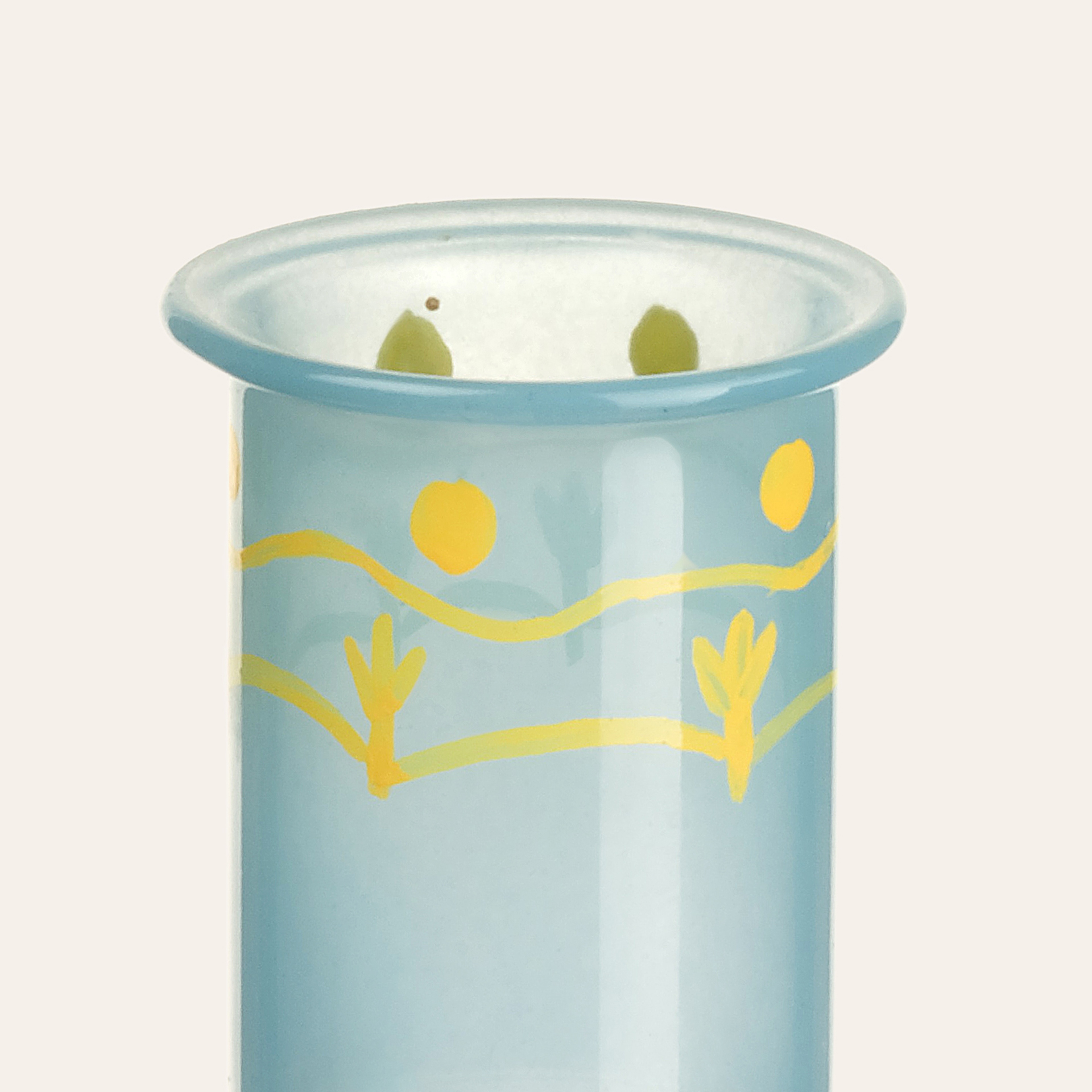 Aravalı El Boyaması Şamdan 9x9x18 Cm Mavi