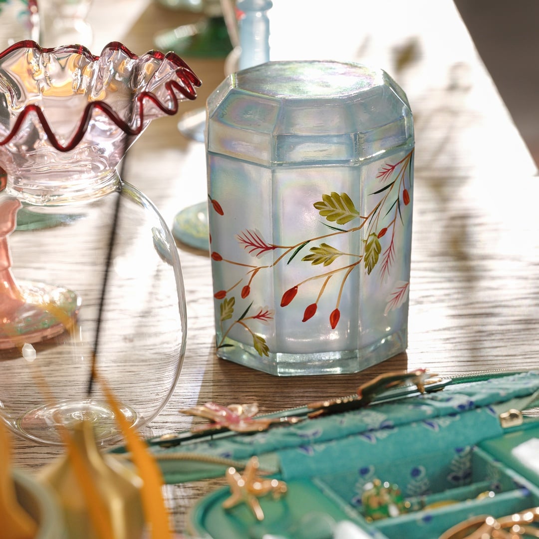 Aravalı El Boyaması Dekoratif Obje 10x10x14 Cm Lüster Mavi