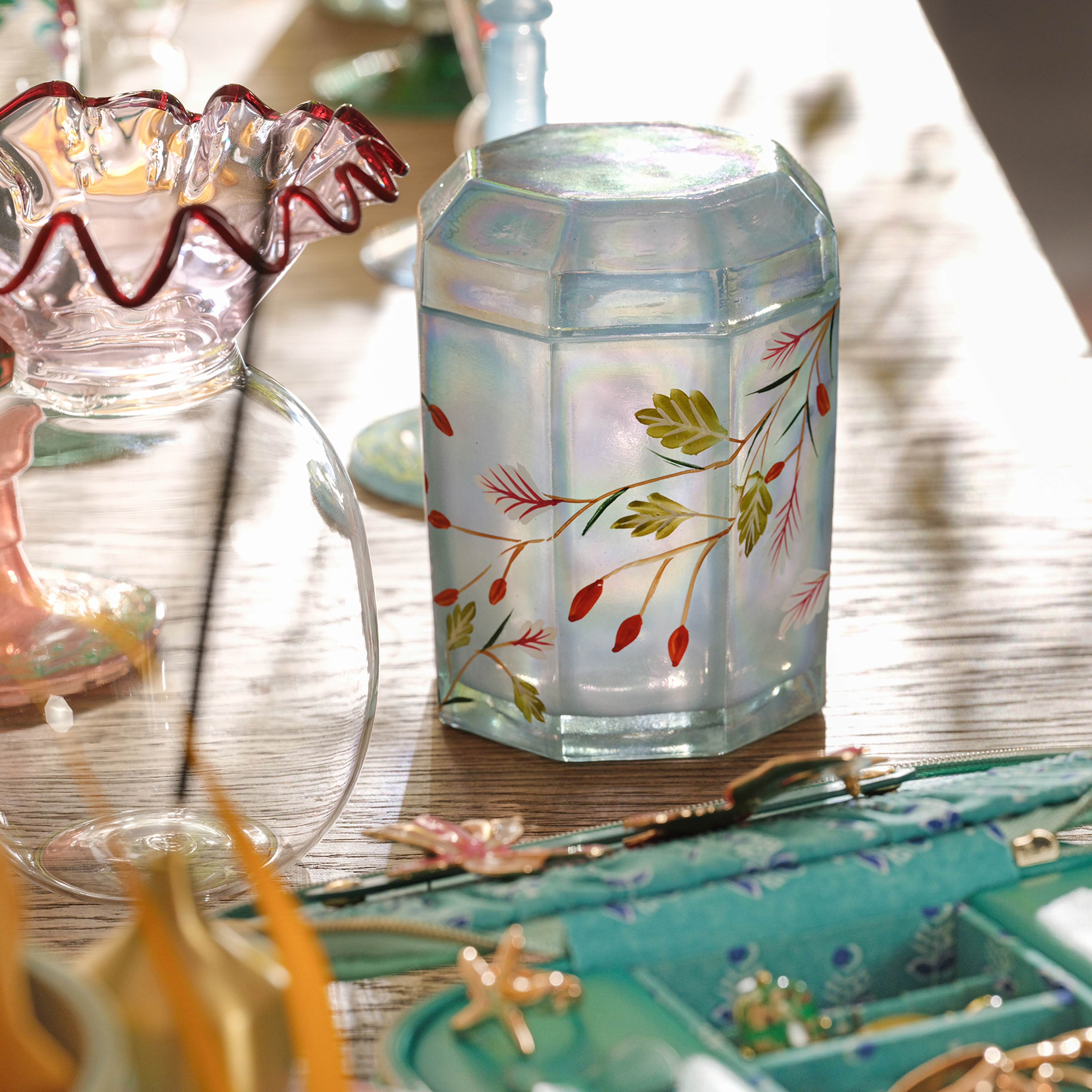 Aravalı El Boyaması Dekoratif Obje 10x10x14 Cm Lüster Mavi