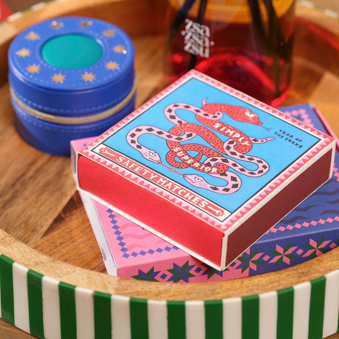 Year Of The Snake Ahşap Hediyelik Eşya 11x11x3 Cm Renkli