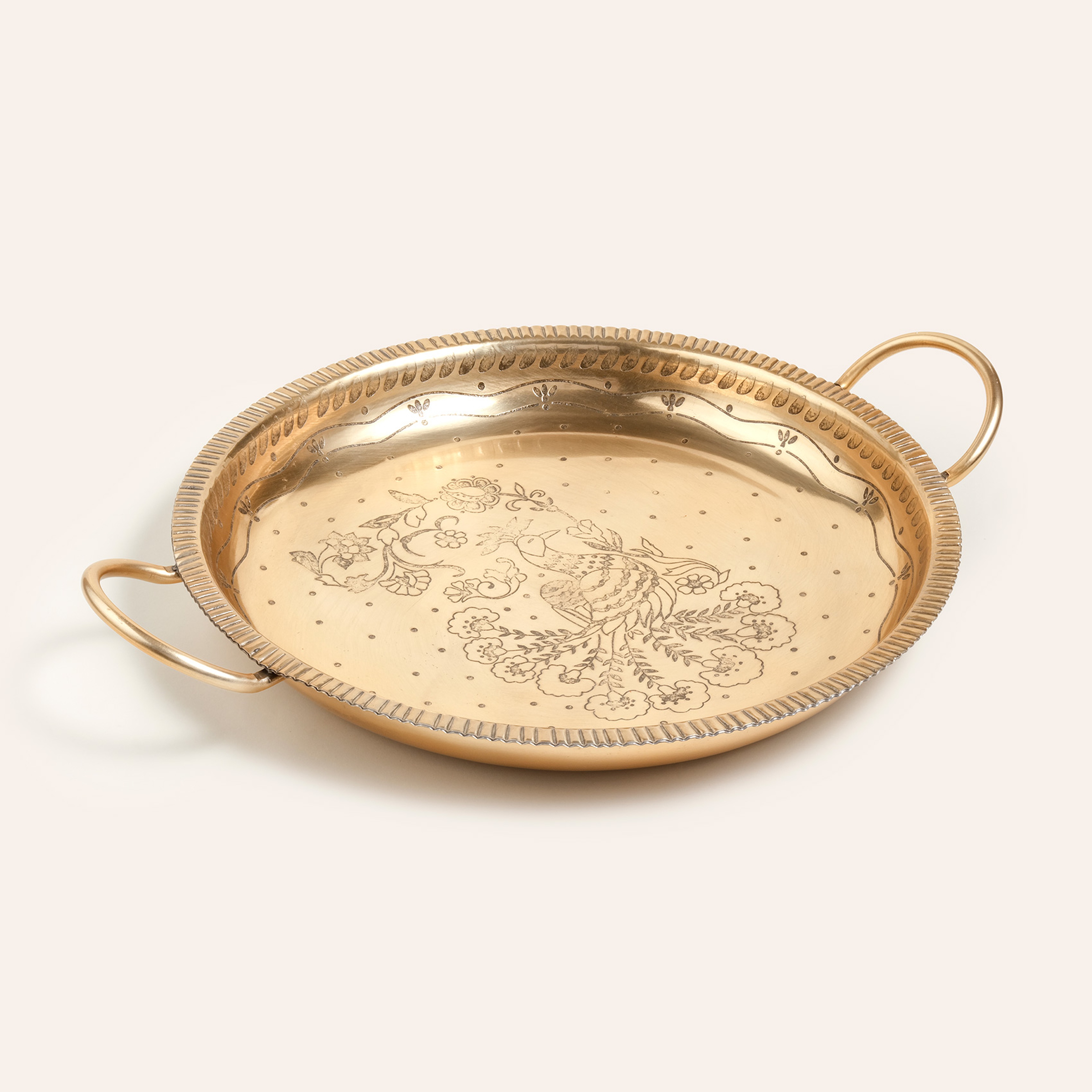 Nanpur Metal Dekoratif Tepsi 43x36x7 Cm Altın