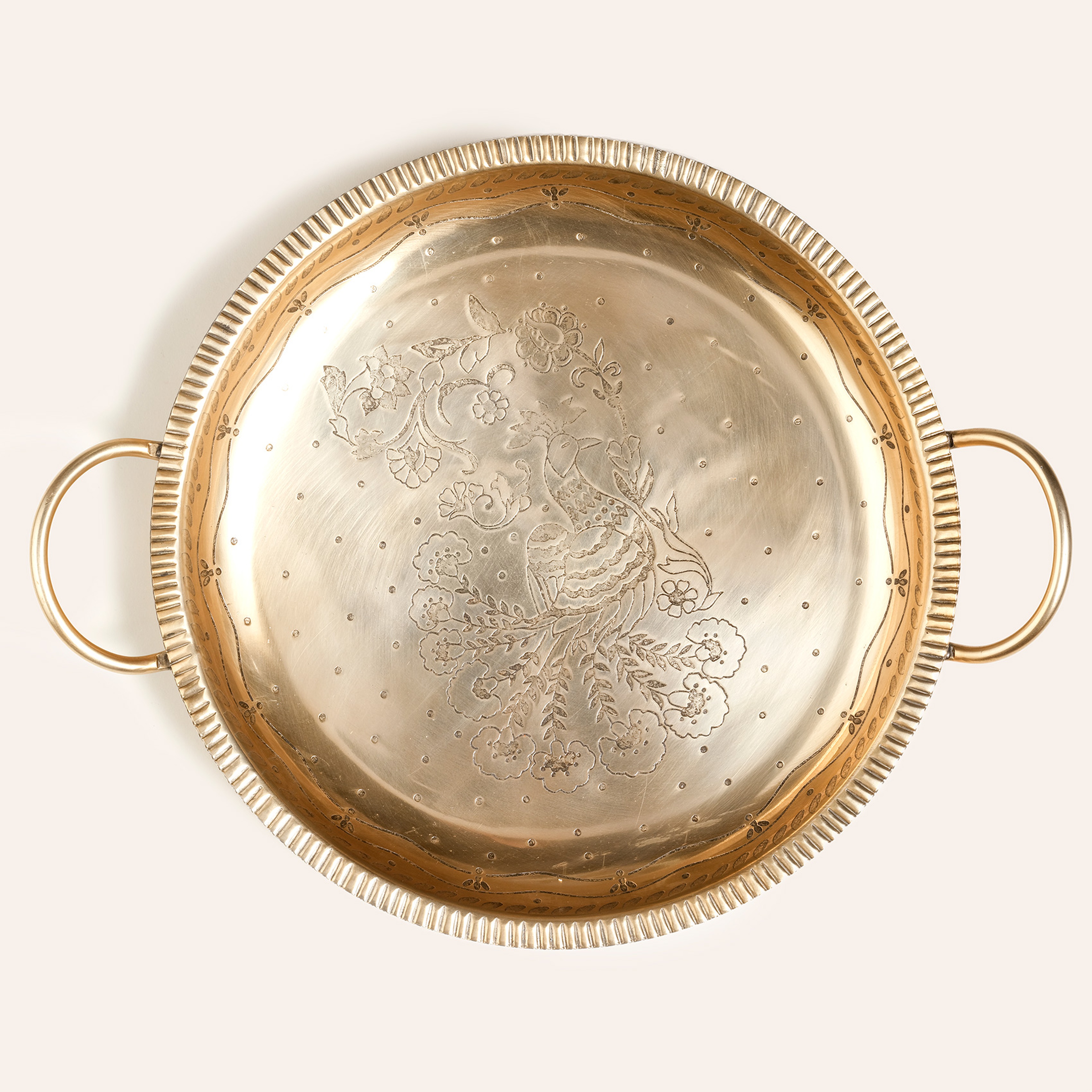 Nanpur Metal Dekoratif Tepsi 43x36x7 Cm Altın