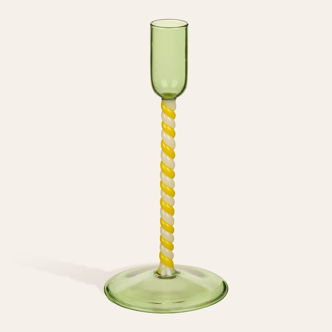 Henan Borosilikat Cam Şamdan 19 Cm Sarı