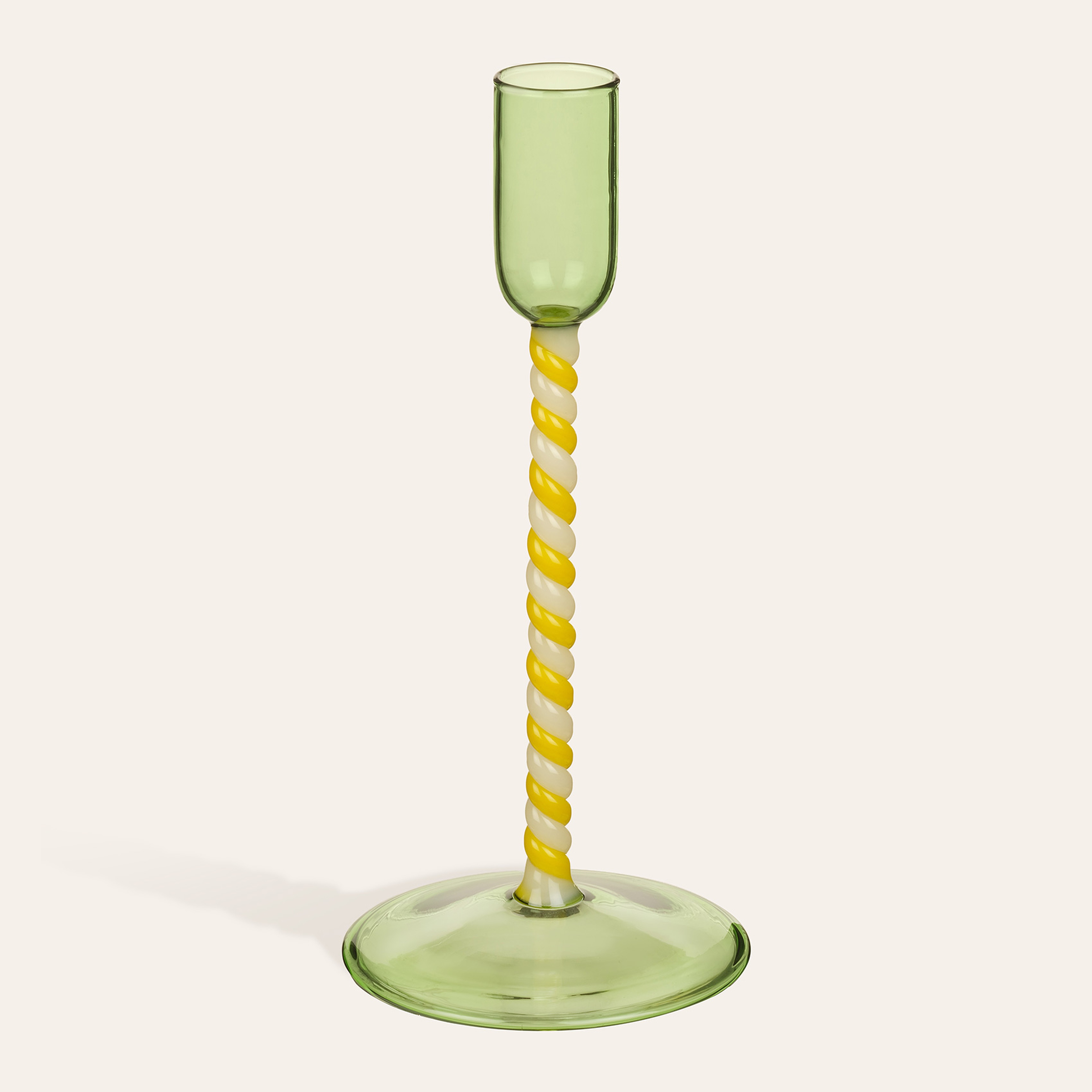 Henan Borosilikat Cam Şamdan 19 Cm Sarı