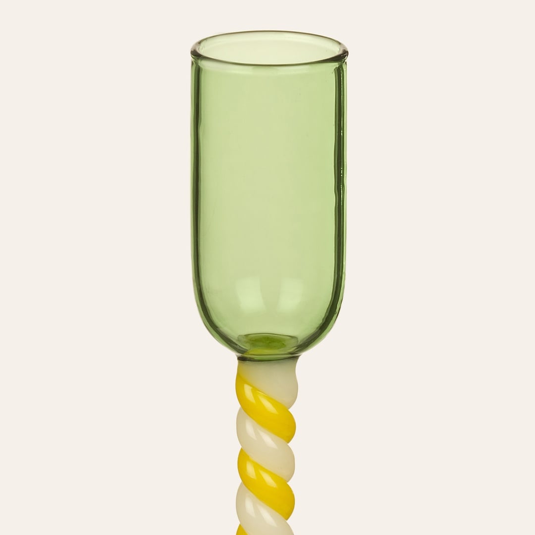 Henan Borosilikat Cam Şamdan 19 Cm Sarı