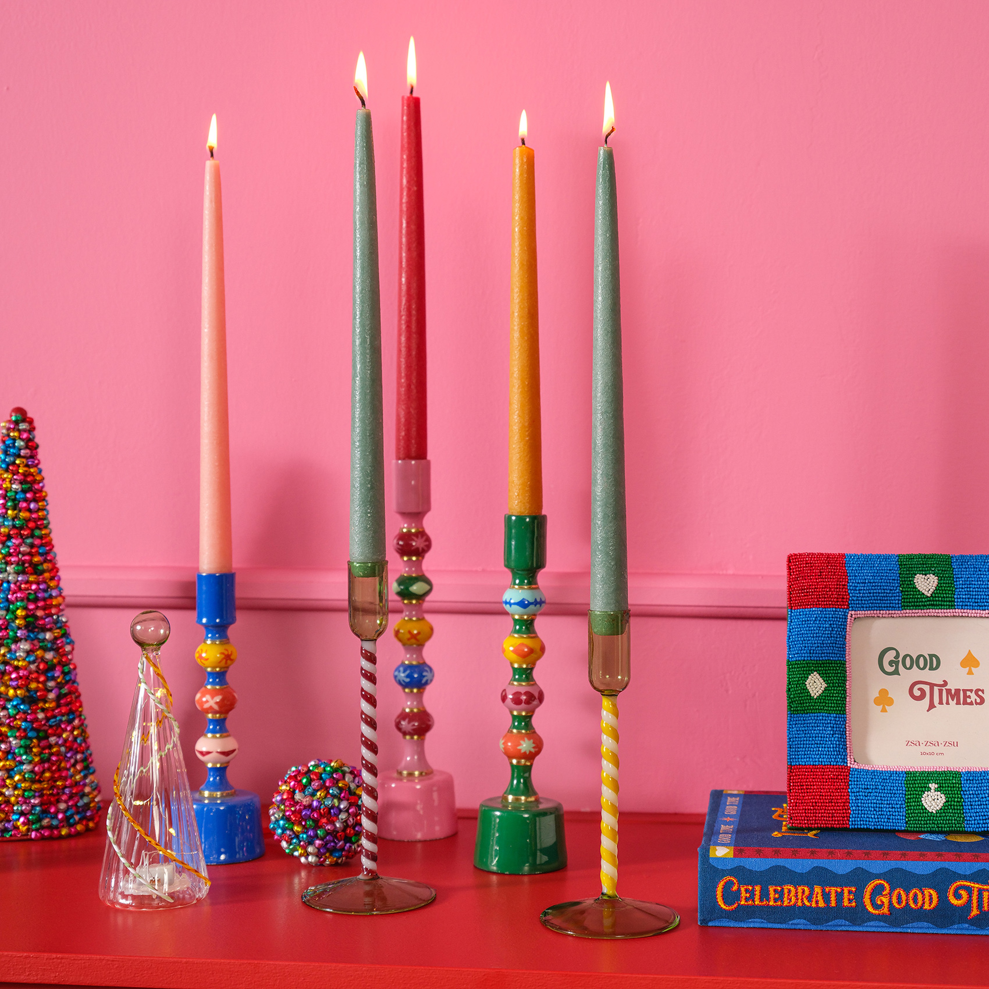 Henan Borosilikat Cam Şamdan 19 Cm Sarı