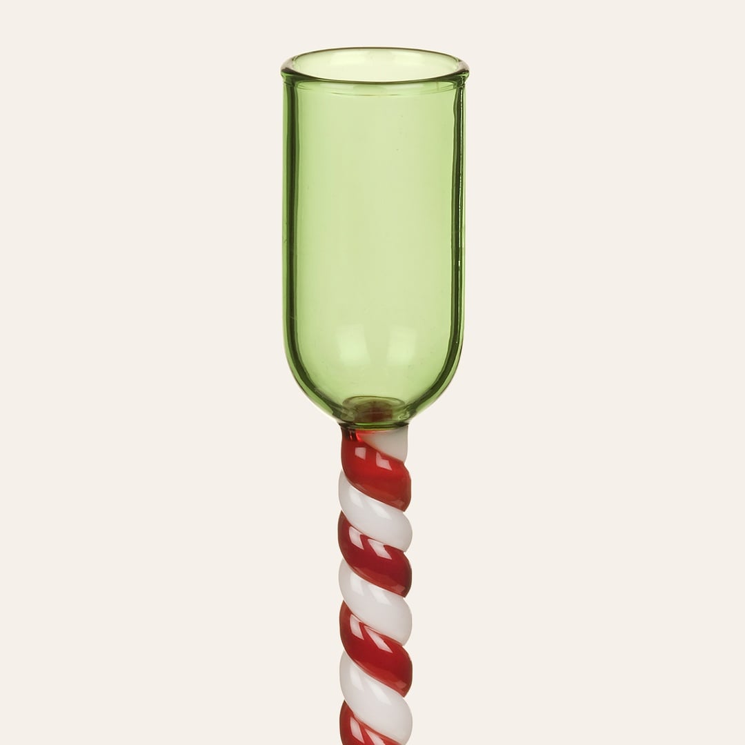 Henan Borosilikat Cam Şamdan 22 Cm Kırmızı