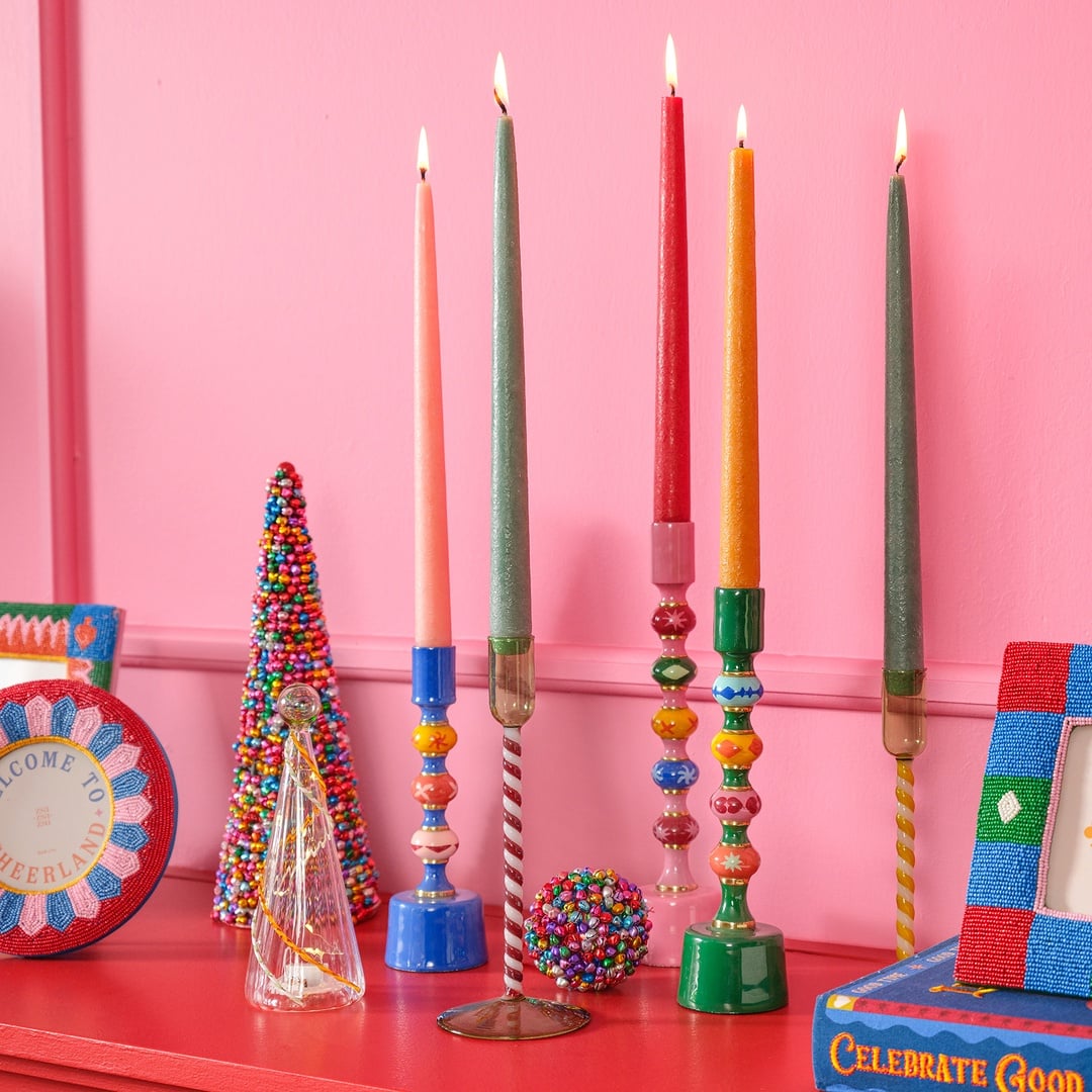 Henan Borosilikat Cam Şamdan 22 Cm Kırmızı