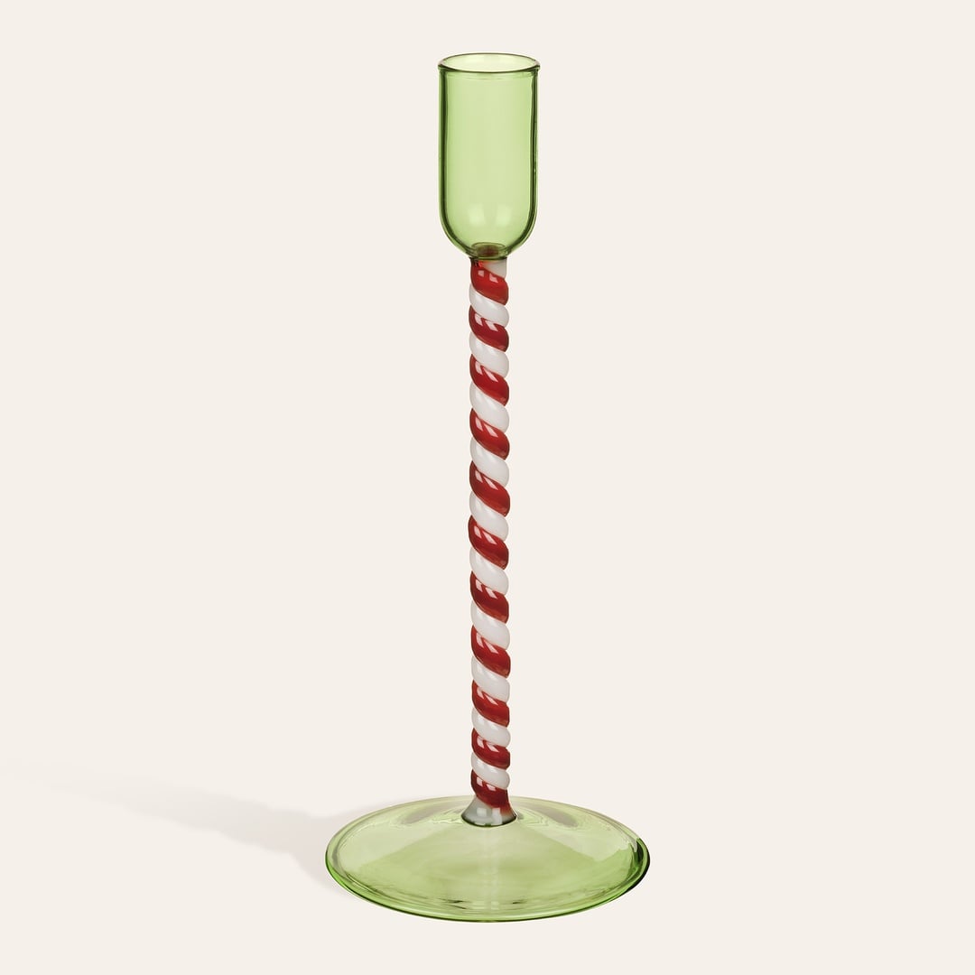 Henan Borosilikat Cam Şamdan 22 Cm Kırmızı