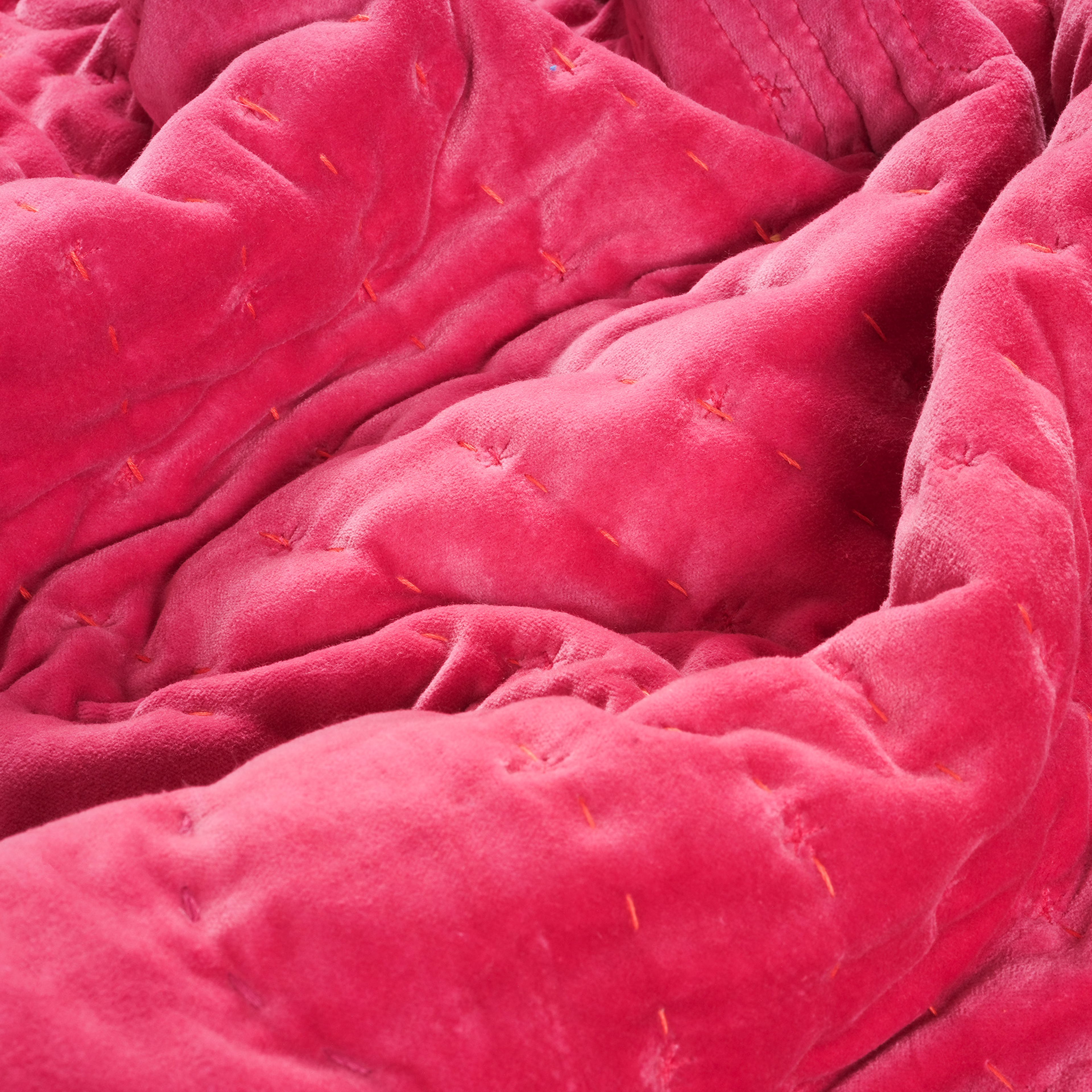 Okhla El İşi Püsküllü Kapitoneli Pamuk Kadife Koltuk Matı 85x185 Cm Fuşya