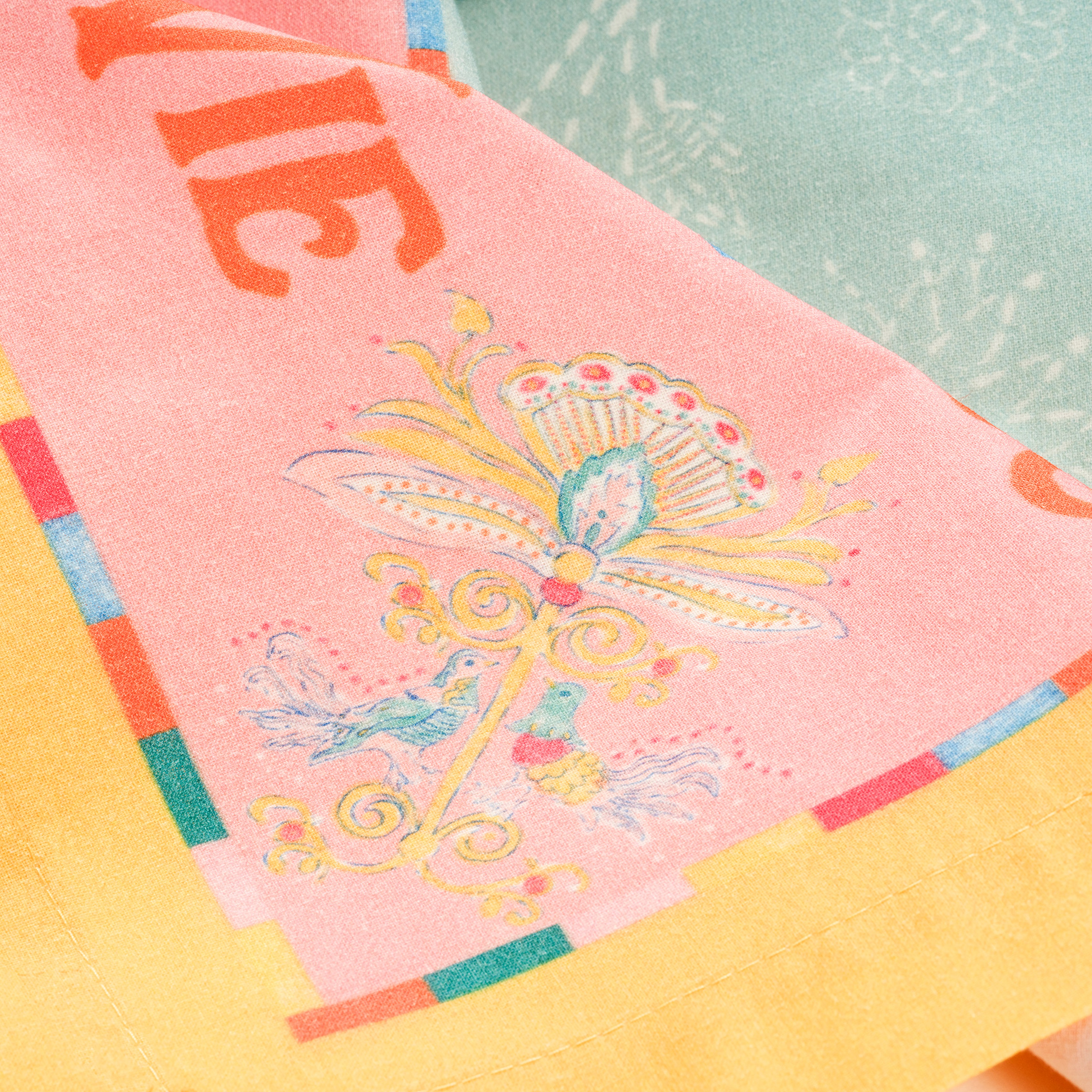 Nilüfer Dijital Baskılı Pamuk Masa Örtüsü 160x240 Cm Açık Yeşil