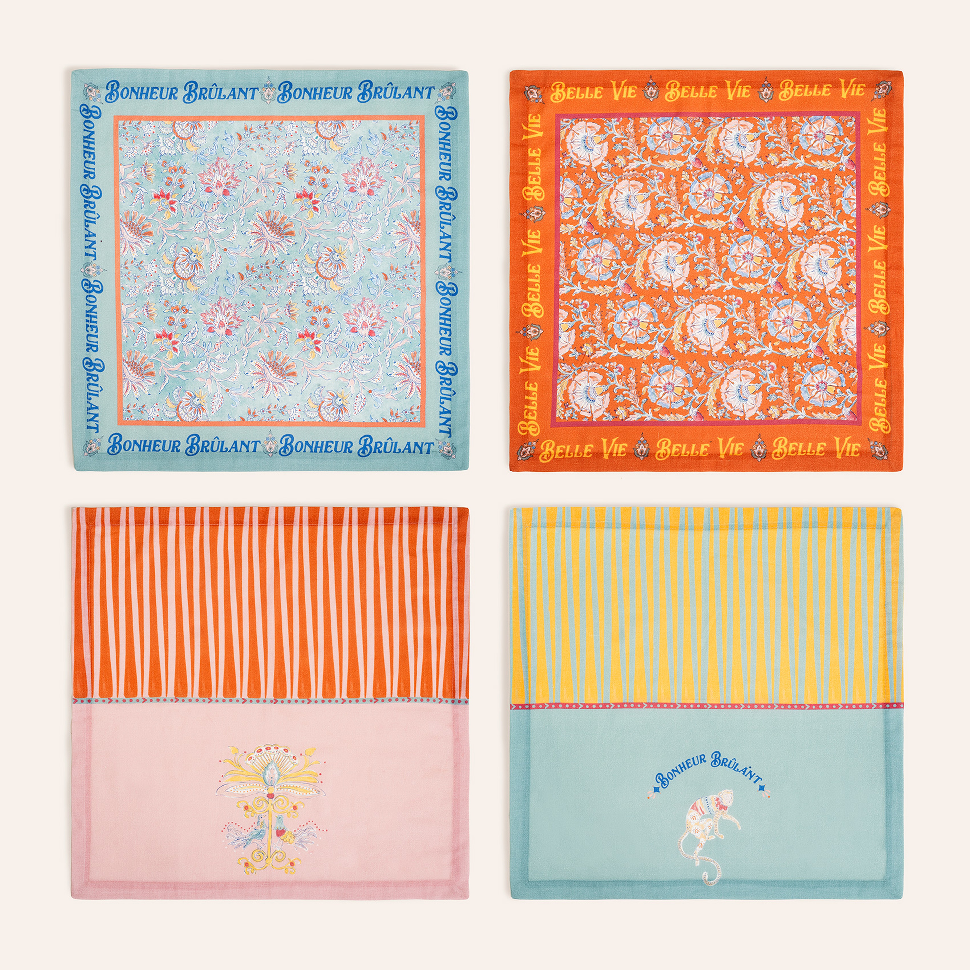 Nilüfer Dijital Baskılı Pamuk Peçete Seti 45x45 Cm Renkli