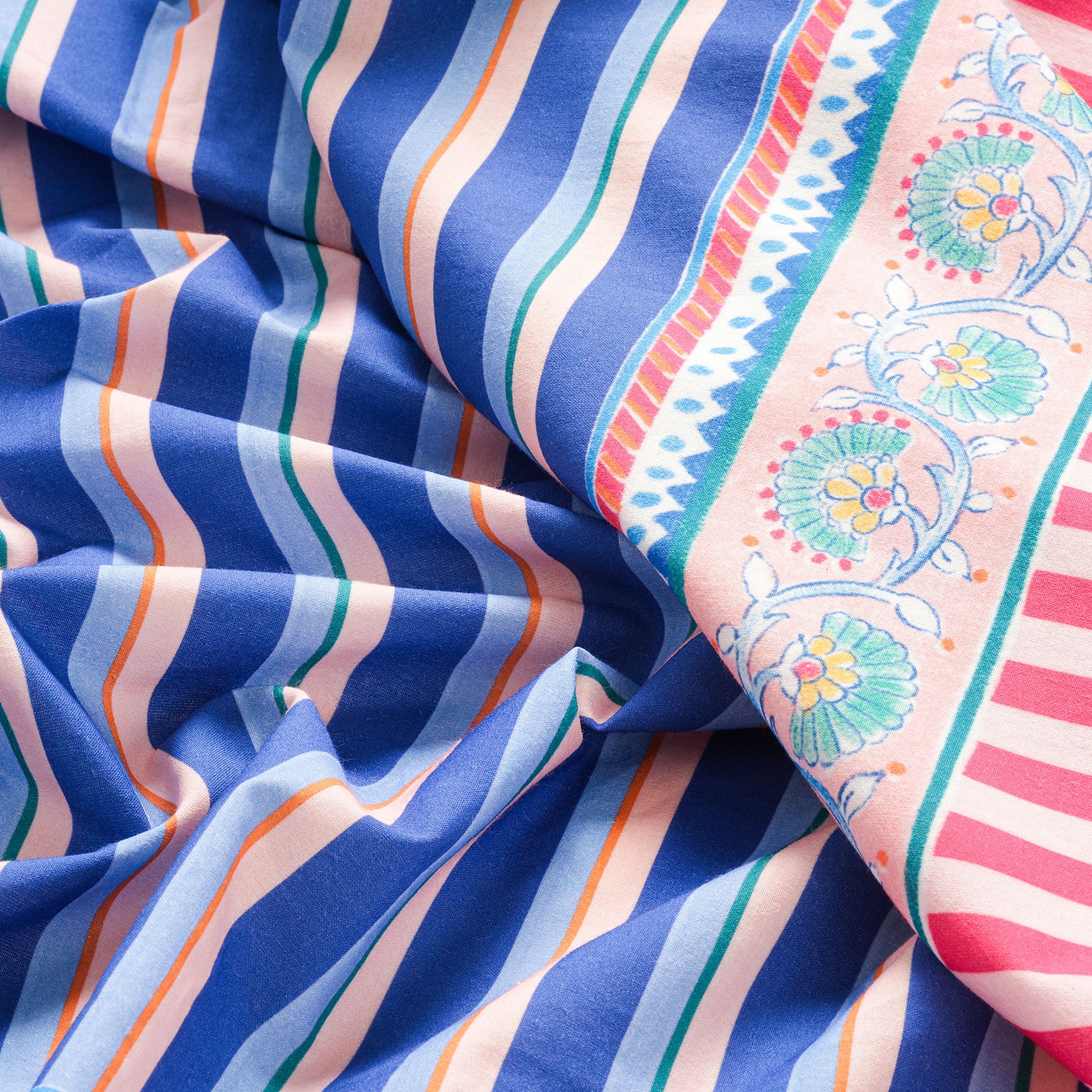 Nilüfer Dijital Baskılı Pamuk Masa Örtüsü 160x240 Cm Mavi